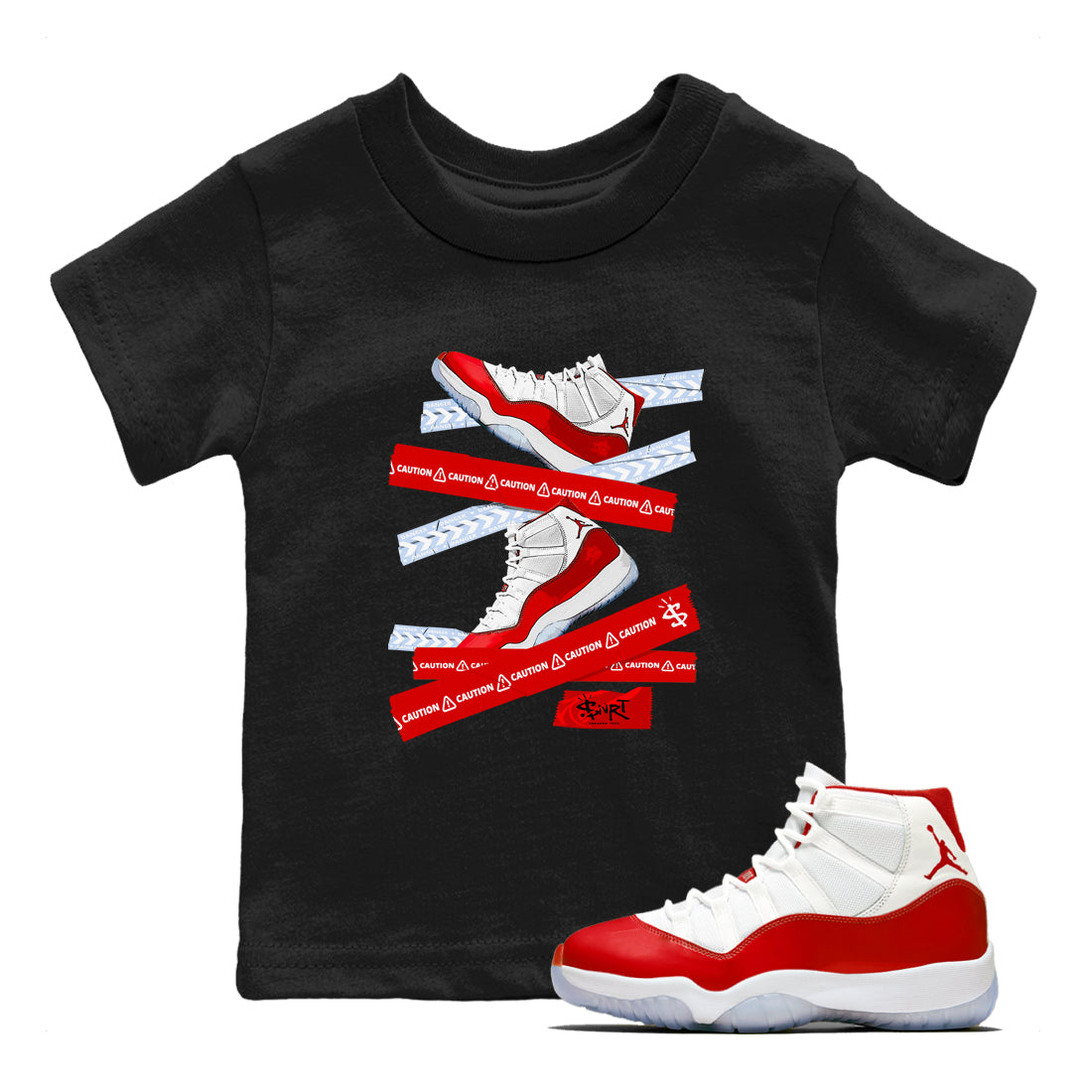 Caution Tape snkmatch Tees Kids - Air Jordan 11 Cherry