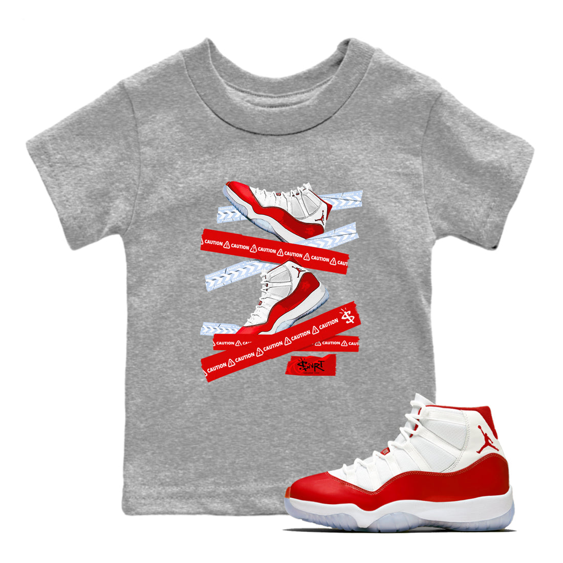 Caution Tape snkmatch Tees Kids - Air Jordan 11 Cherry