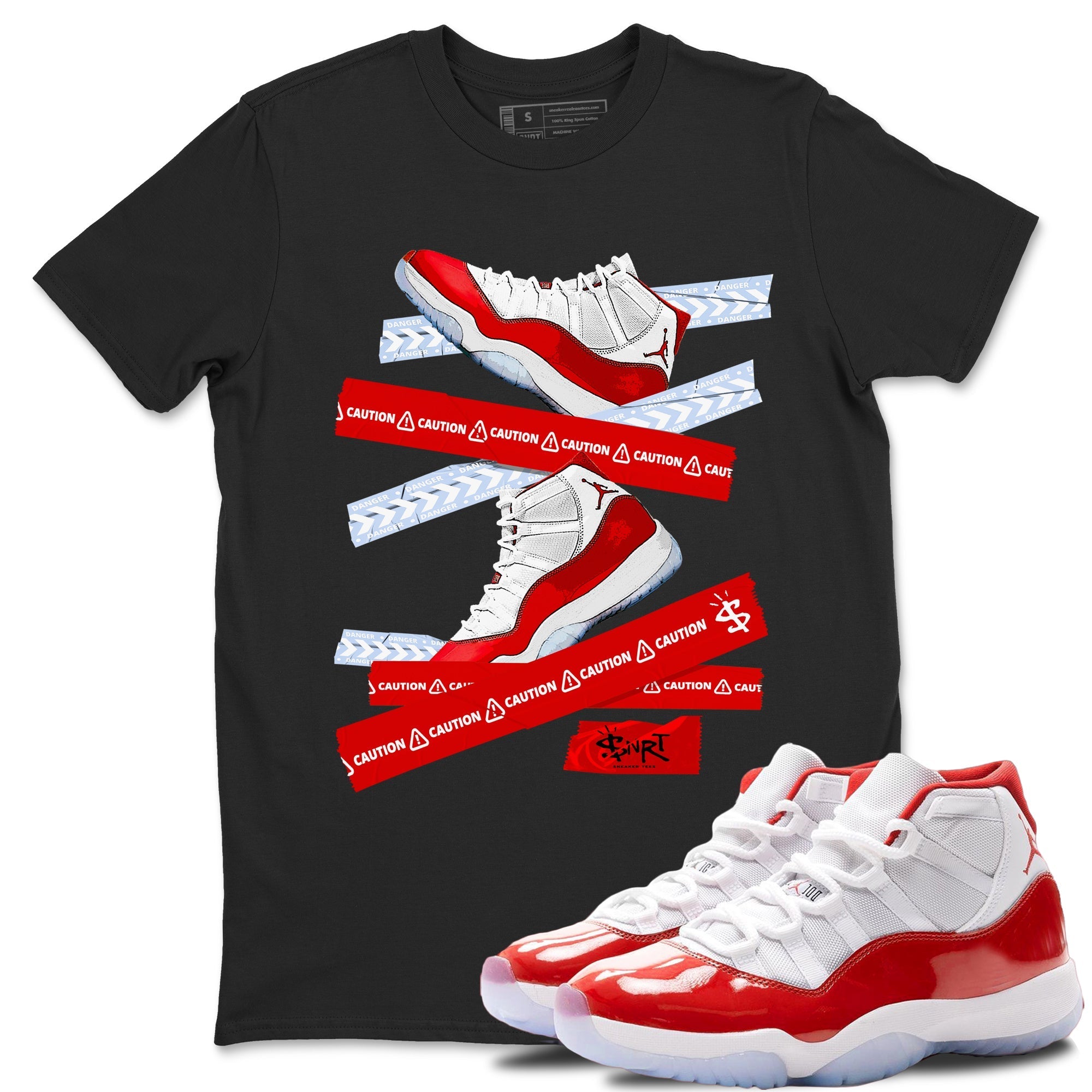 Caution Tape snkmatch Tees - Air Jordan 11 Cherry