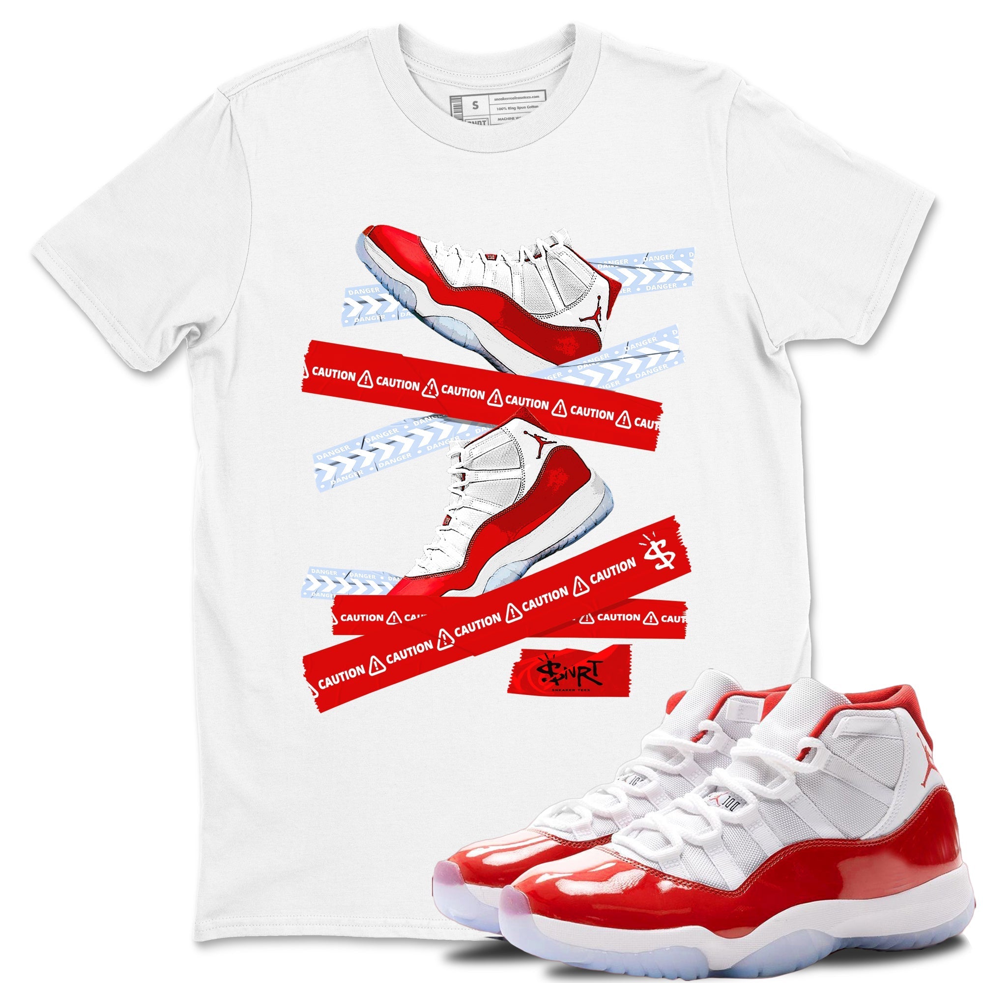 Caution Tape snkmatch Tees - Air Jordan 11 Cherry