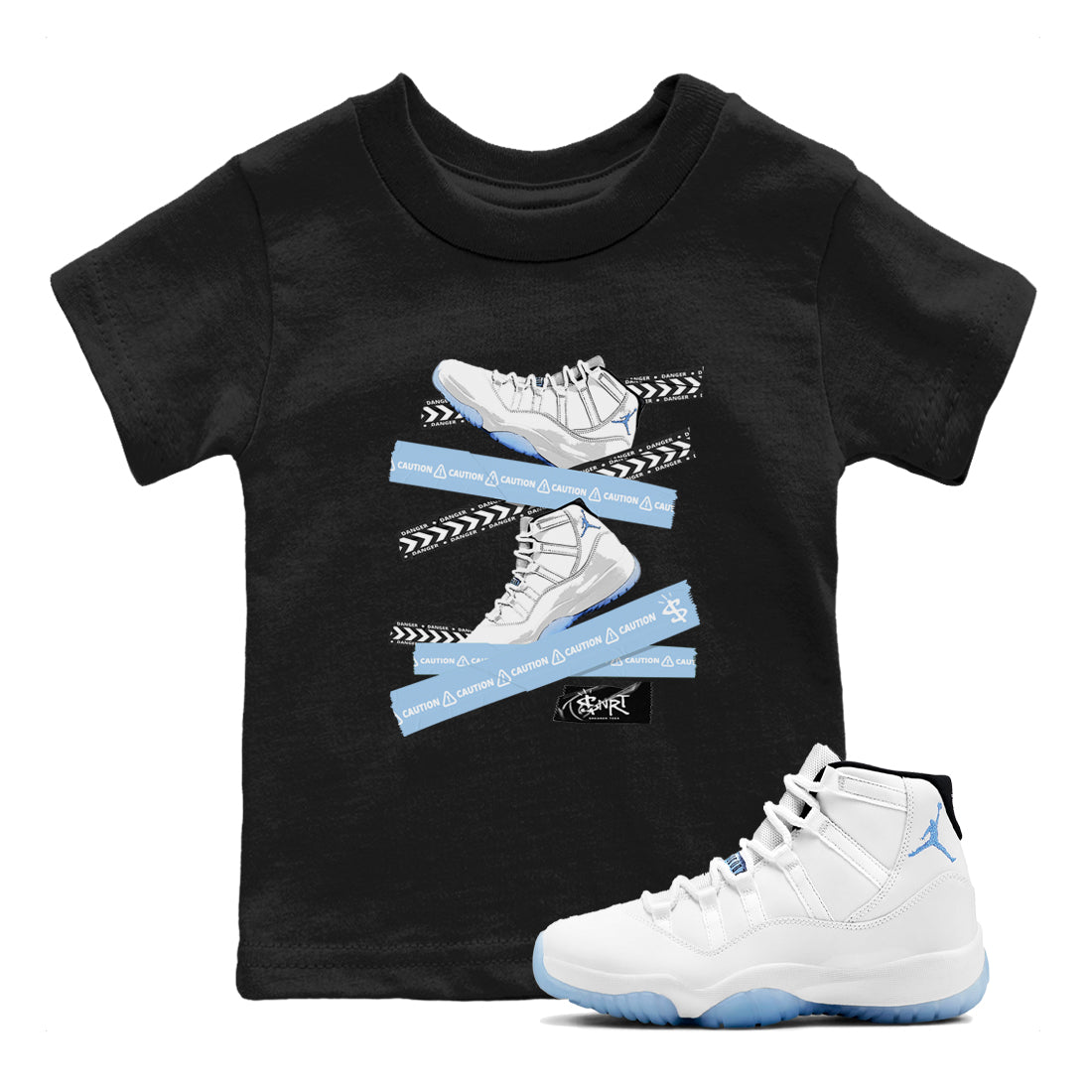 Caution Tape snkmatch Tees Kids - Air Jordan 11 Retro Legend Blue