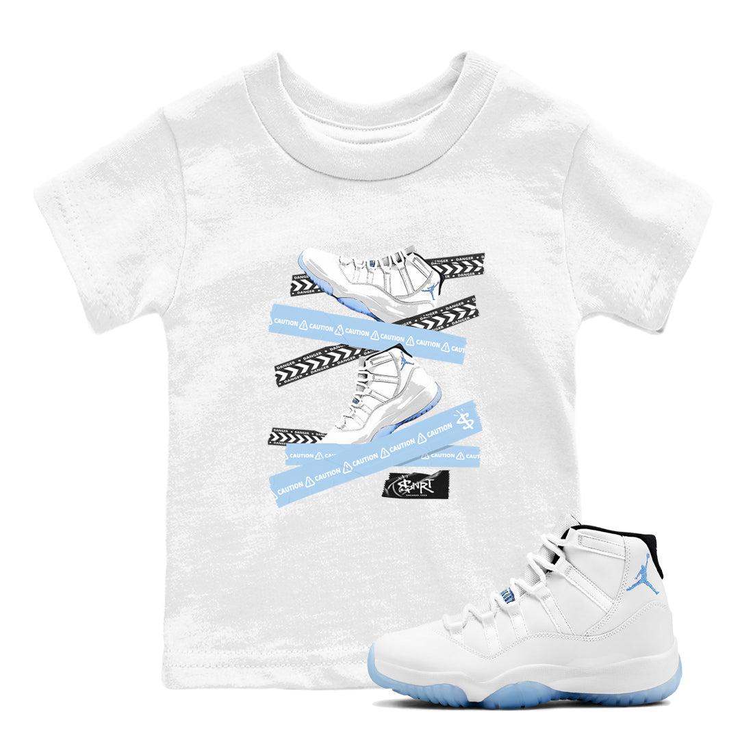Caution Tape snkmatch Tees Kids - Air Jordan 11 Retro Legend Blue