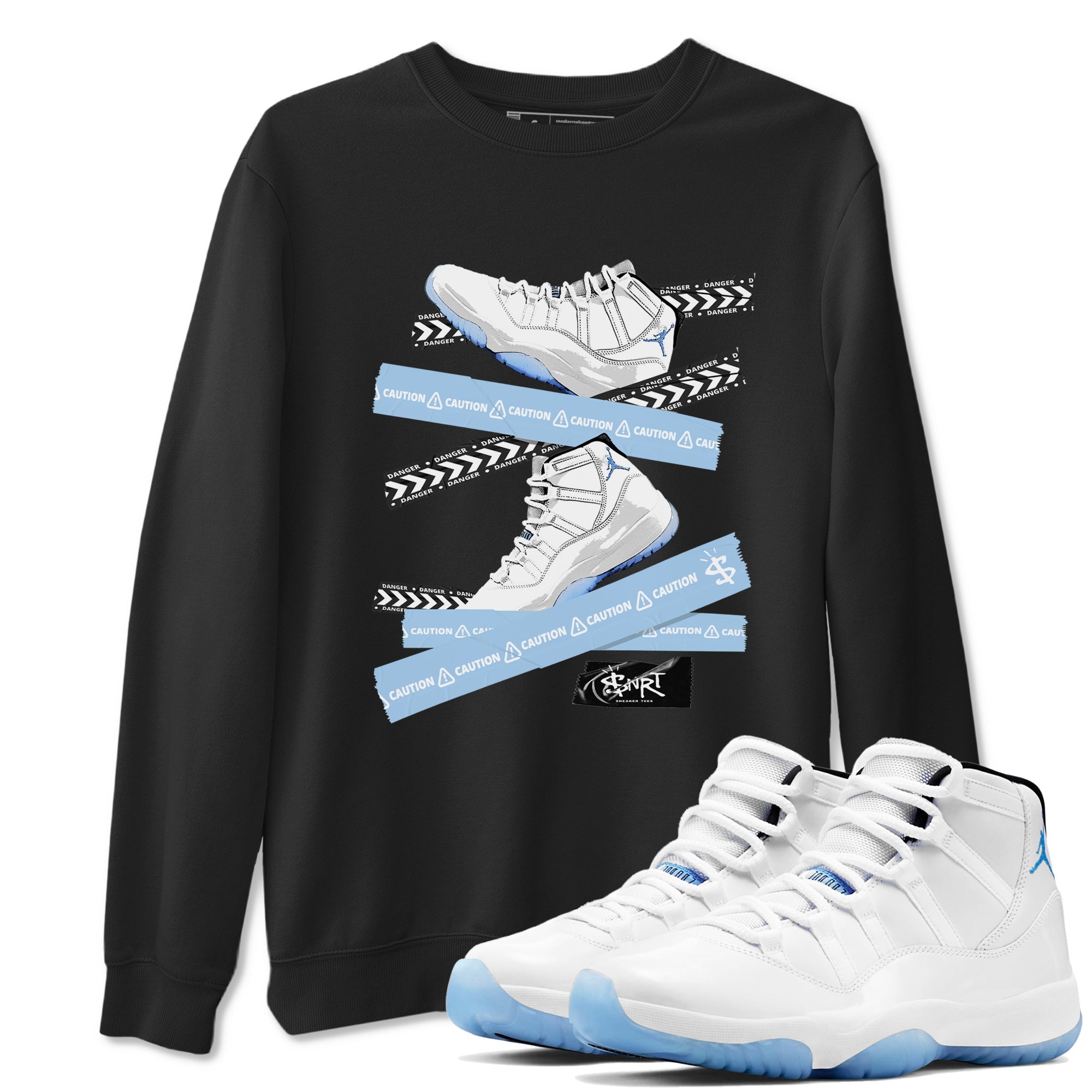 Caution Tape snkmatch Tees - Air Jordan 11 Retro Legend Blue
