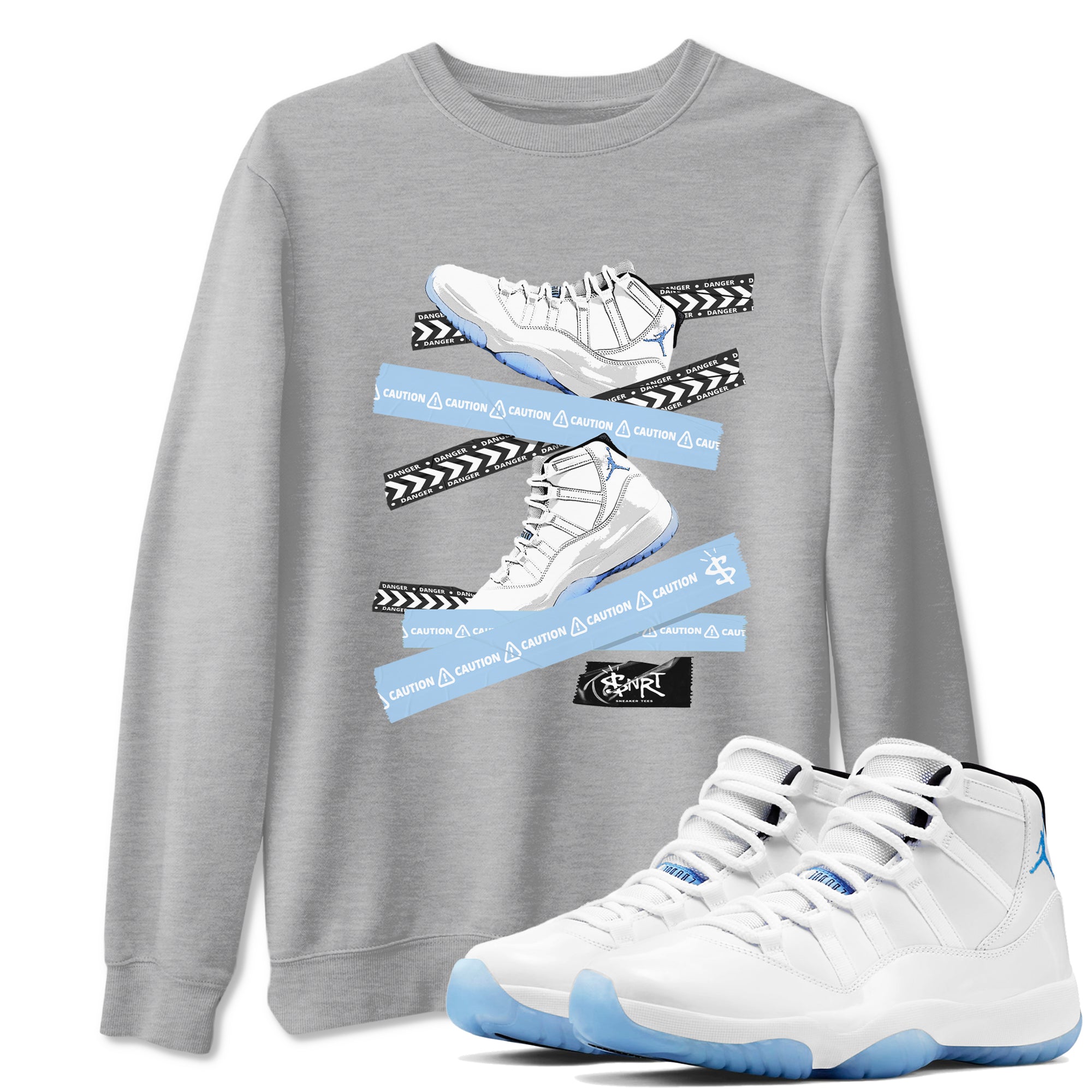 Caution Tape snkmatch Tees - Air Jordan 11 Retro Legend Blue