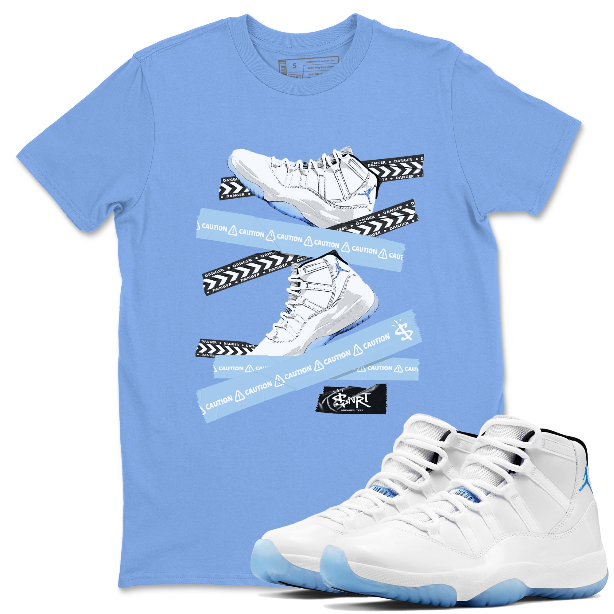 Caution Tape snkmatch Tees - Air Jordan 11 Retro Legend Blue