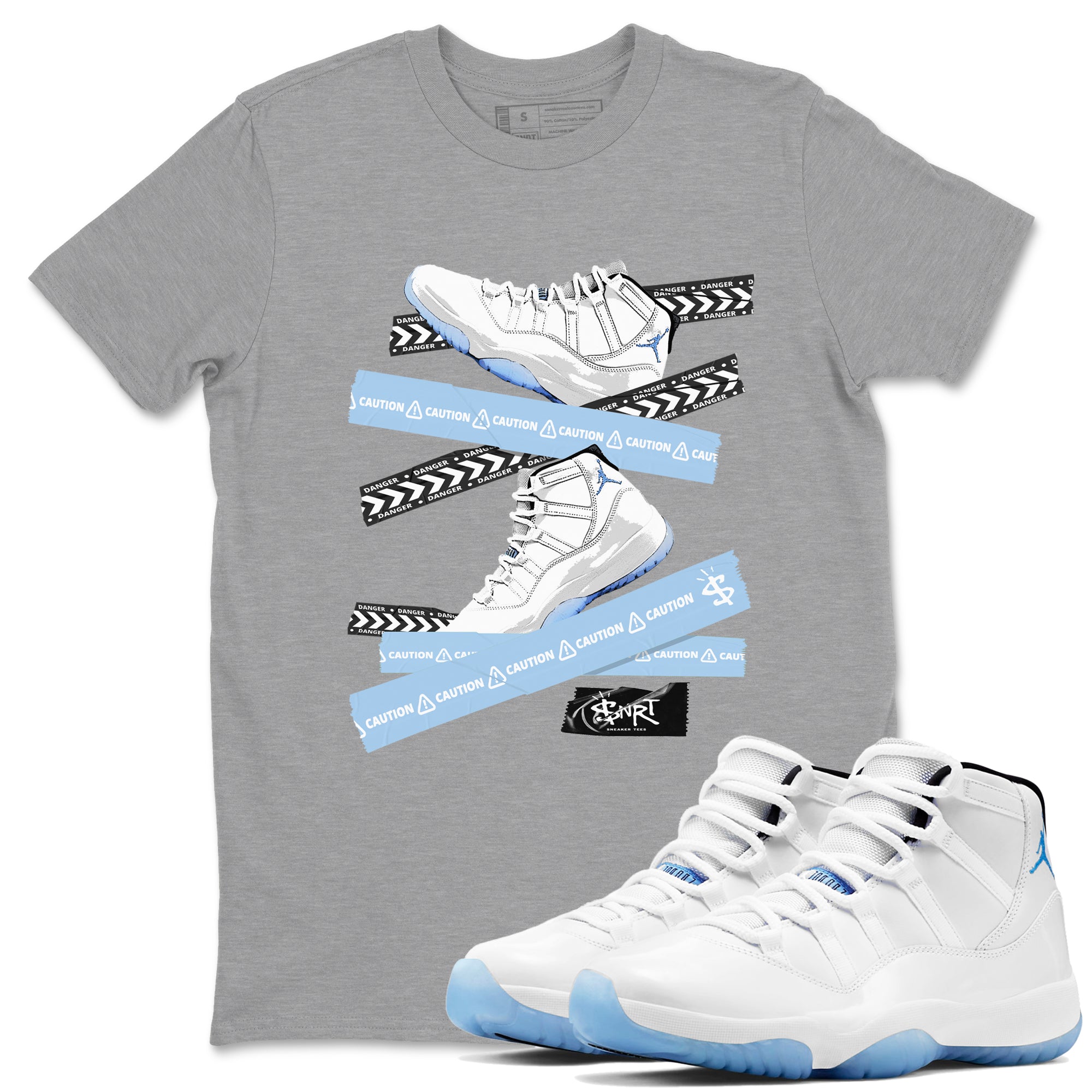 Caution Tape snkmatch Tees - Air Jordan 11 Retro Legend Blue