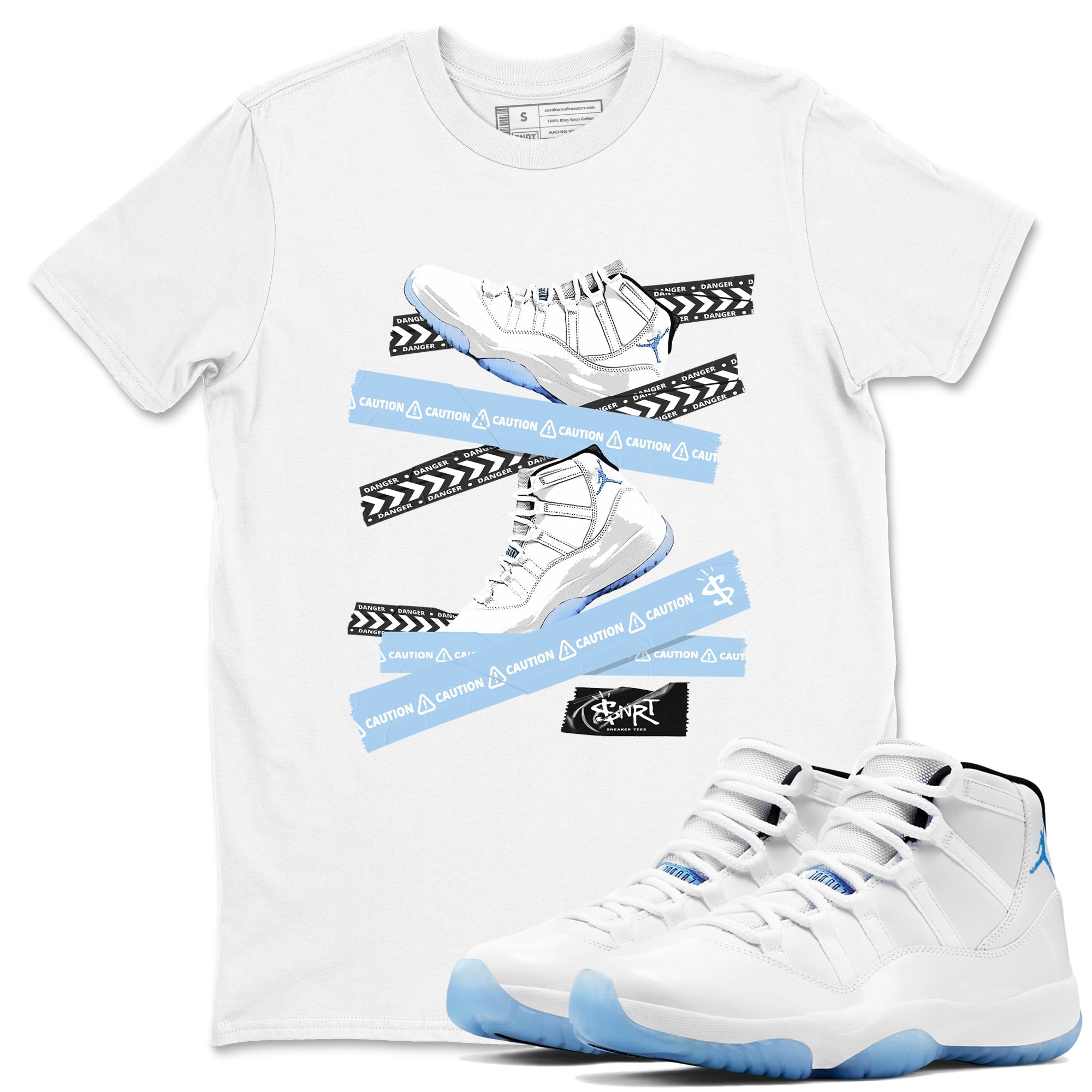 Caution Tape snkmatch Tees - Air Jordan 11 Retro Legend Blue