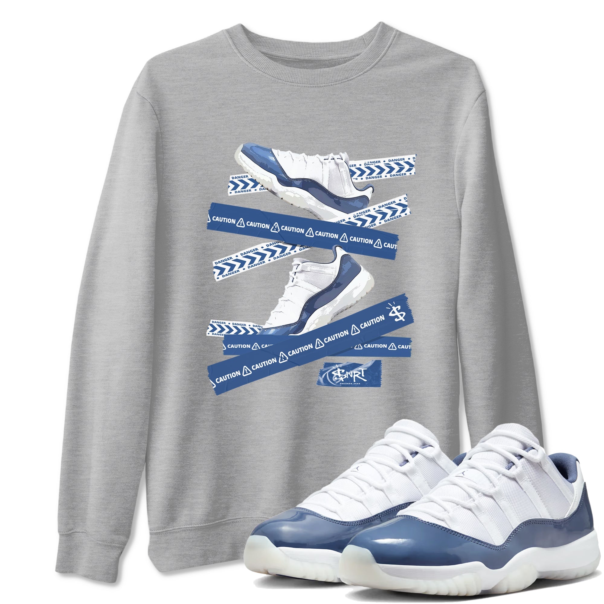 Caution Tape snkmatch Tees - Air Jordan 11 Diffused Blue