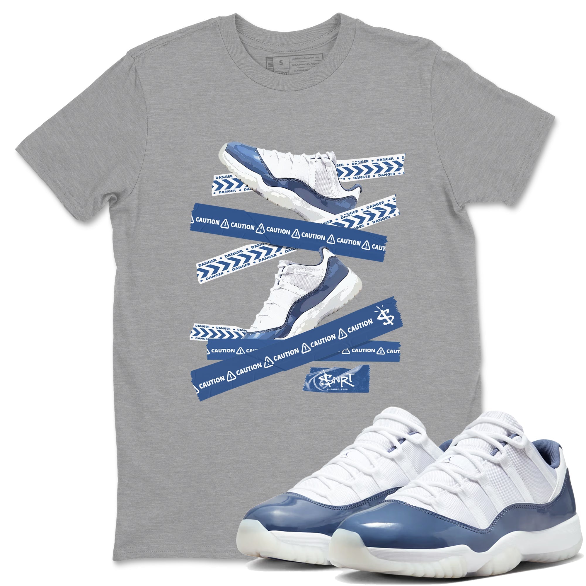 Caution Tape snkmatch Tees - Air Jordan 11 Diffused Blue