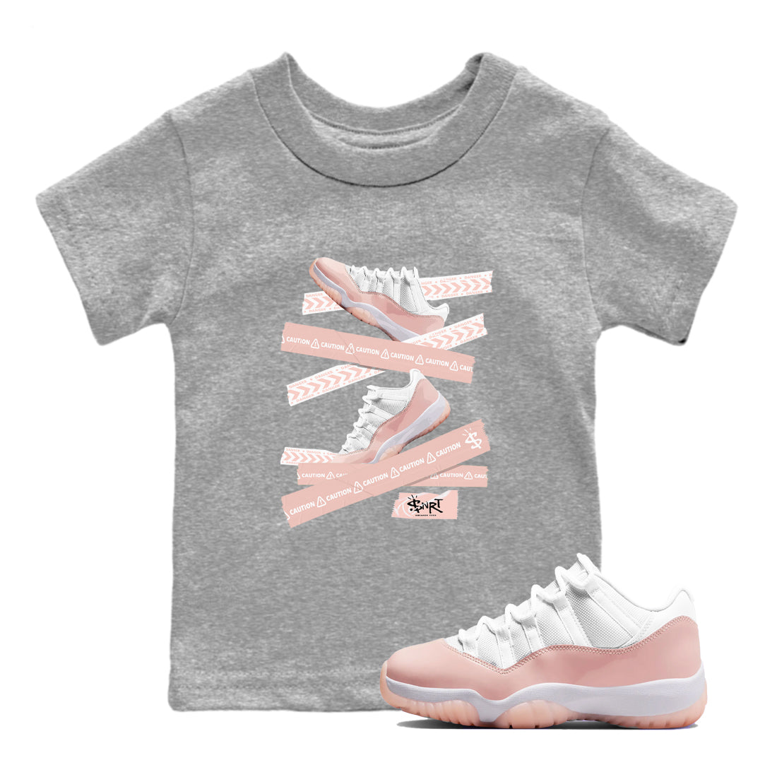 Caution Tape snkmatch Tees Kids - Air Jordan 11 Legend Pink