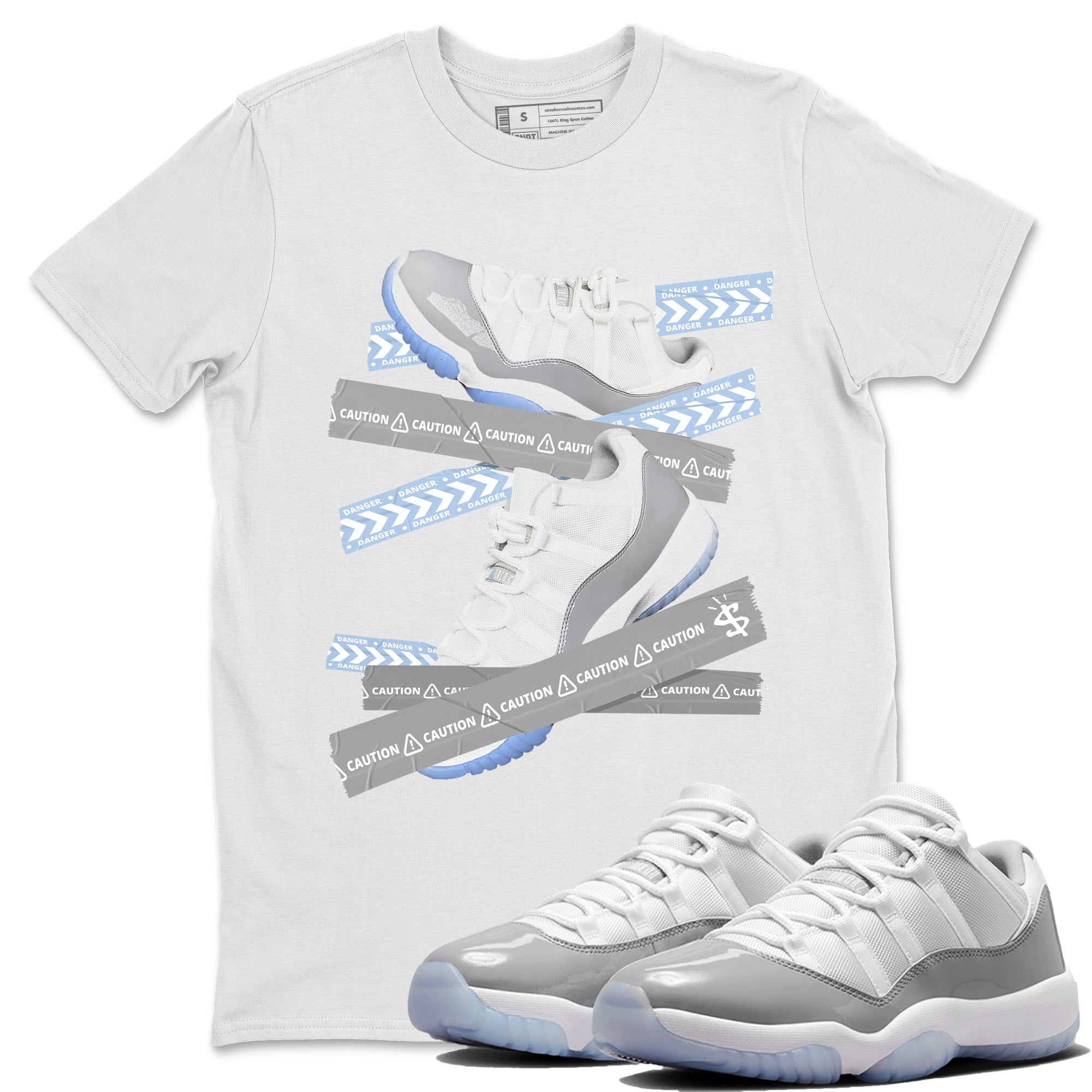 Caution Tape Unisex Tops - Air Jordan 11 White Cement