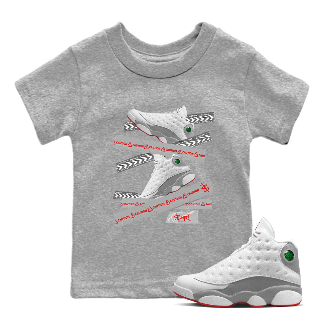 Caution Tape Kids Tops - Air Jordan 13 Wolf Grey