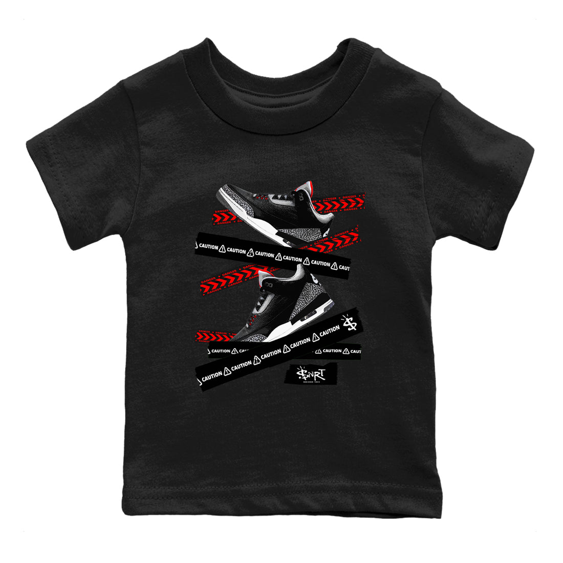 Caution Tape snkmatch Tees Kids - Air Jordan 3 Black Cement
