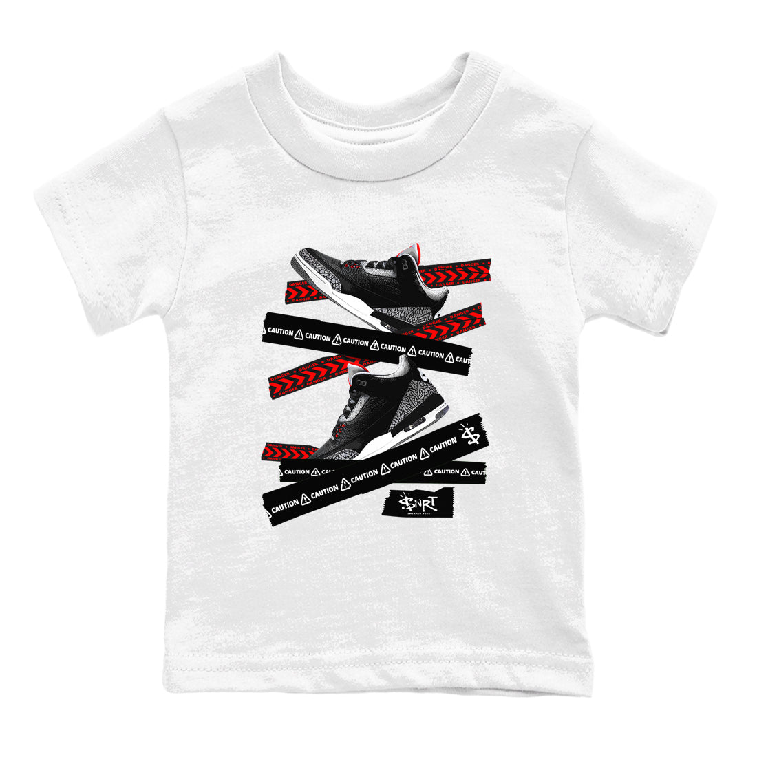 Caution Tape snkmatch Tees Kids - Air Jordan 3 Black Cement