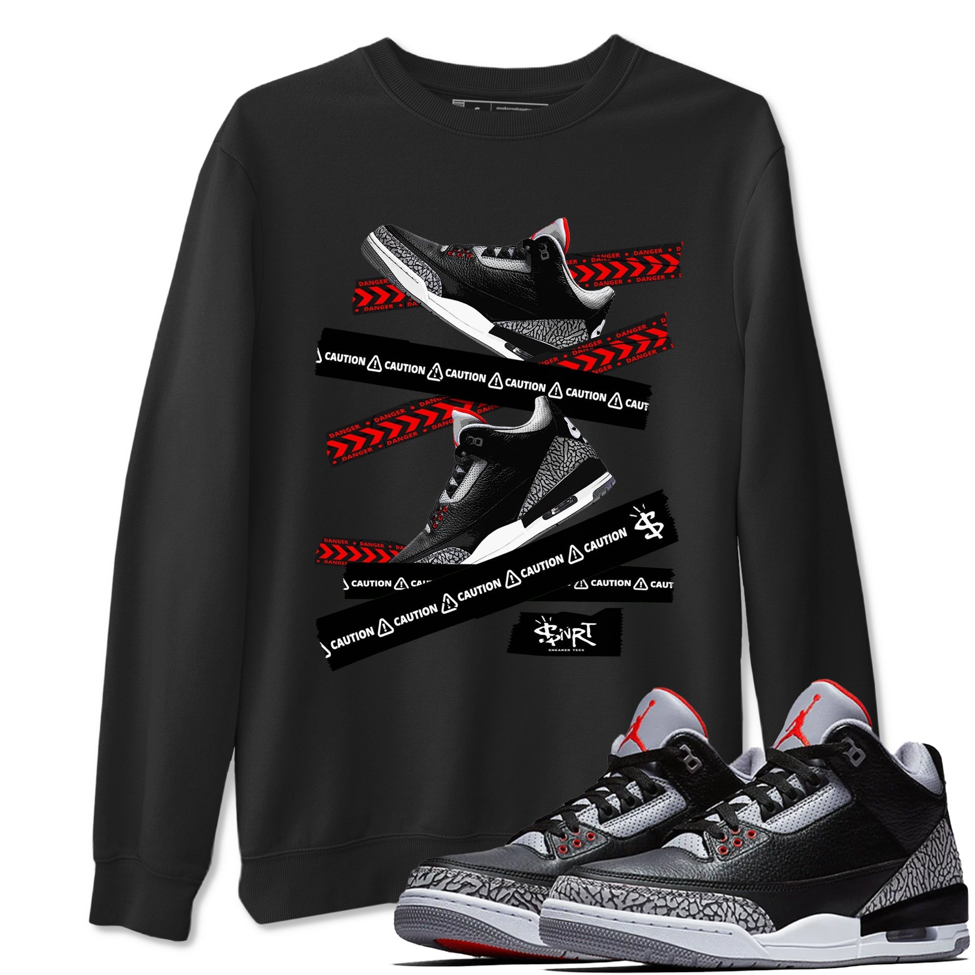 Caution Tape snkmatch Tees - Air Jordan 3 Black Cement