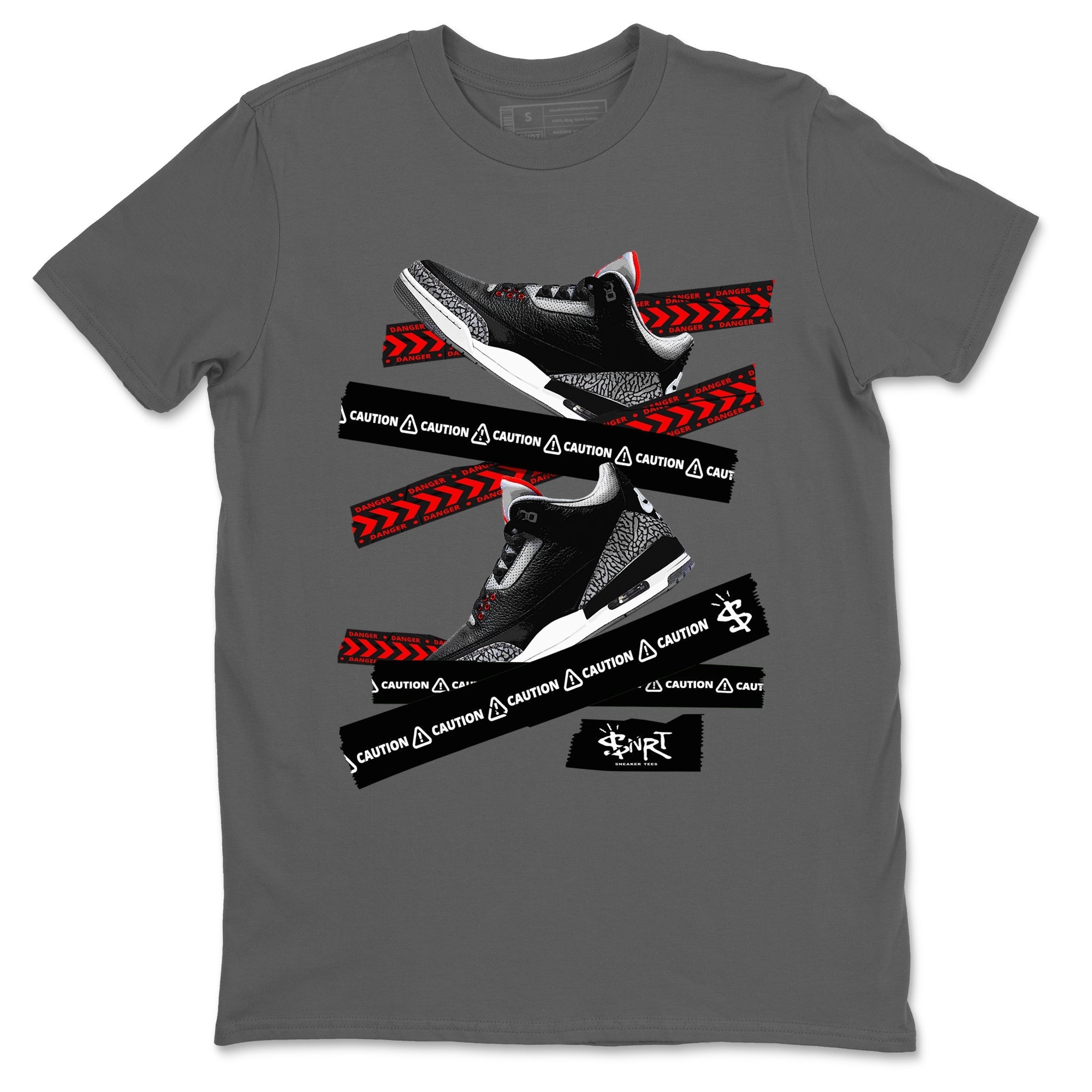 Caution Tape snkmatch Tees - Air Jordan 3 Black Cement