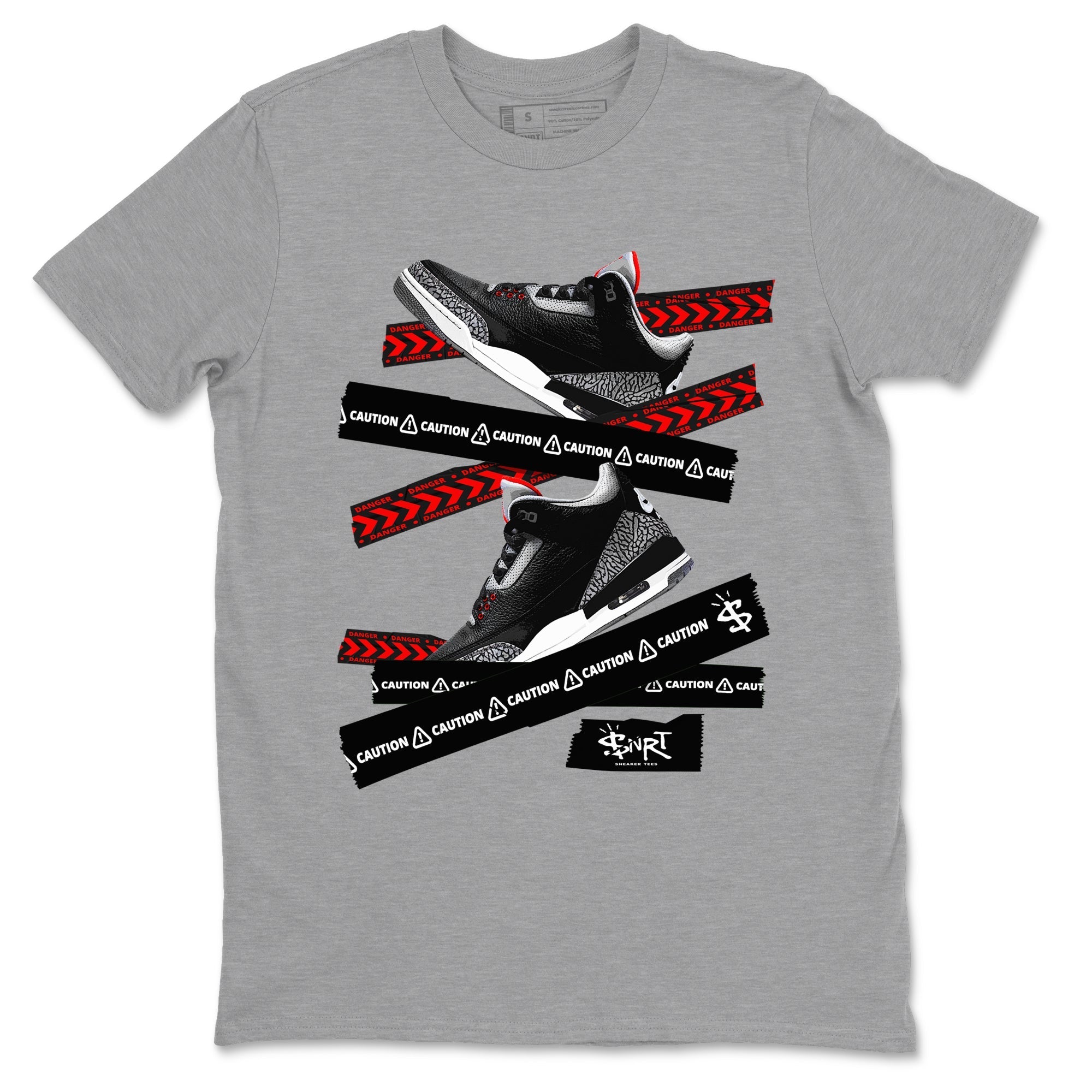 Caution Tape snkmatch Tees - Air Jordan 3 Black Cement