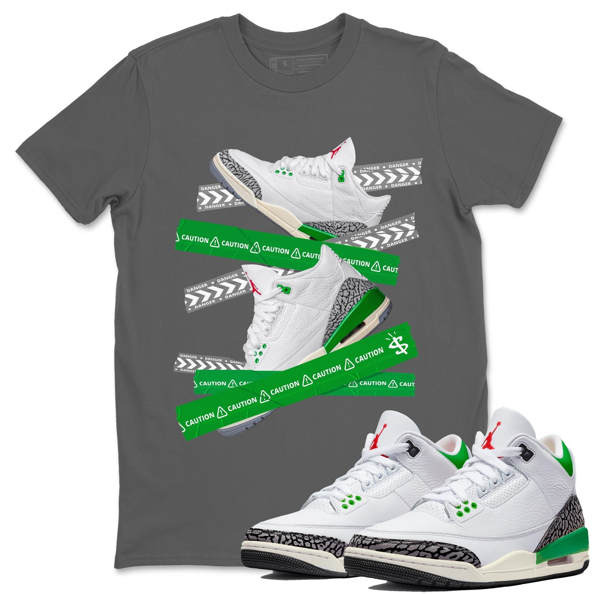 Caution Tape Unisex Tops - Air Jordan 3 Lucky Green