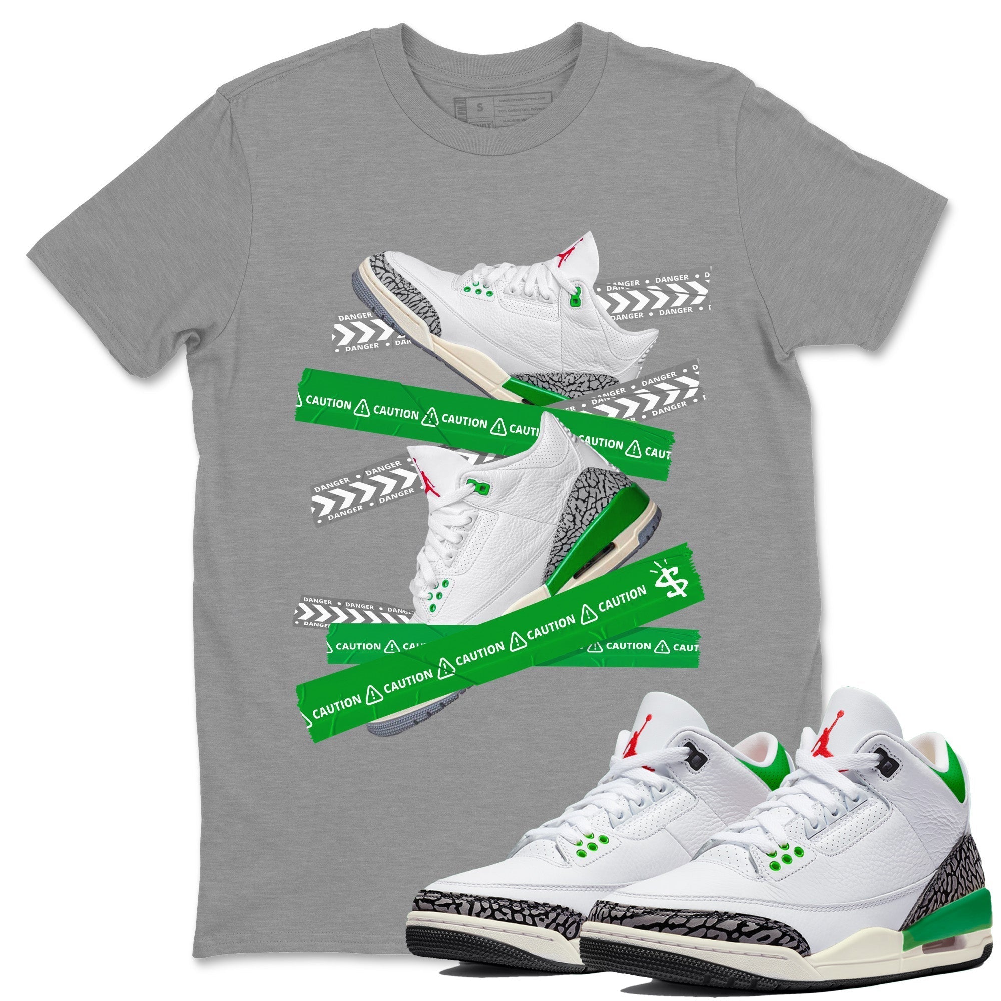 Caution Tape Unisex Tops - Air Jordan 3 Lucky Green