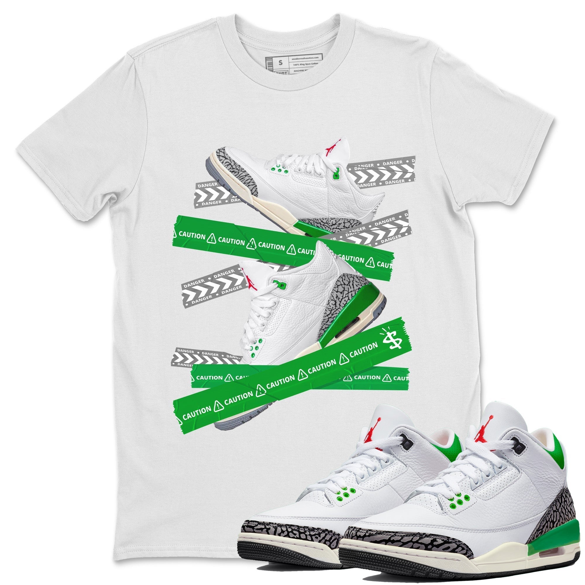 Caution Tape Unisex Tops - Air Jordan 3 Lucky Green