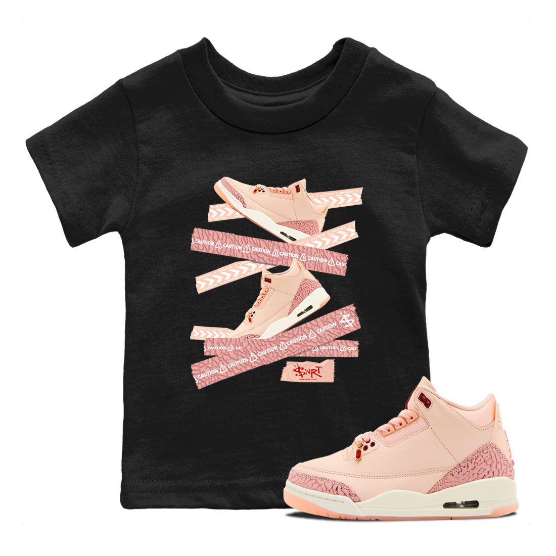 Caution Tape snkmatch Tees Kids - Air Jordan 3 Valentines Day