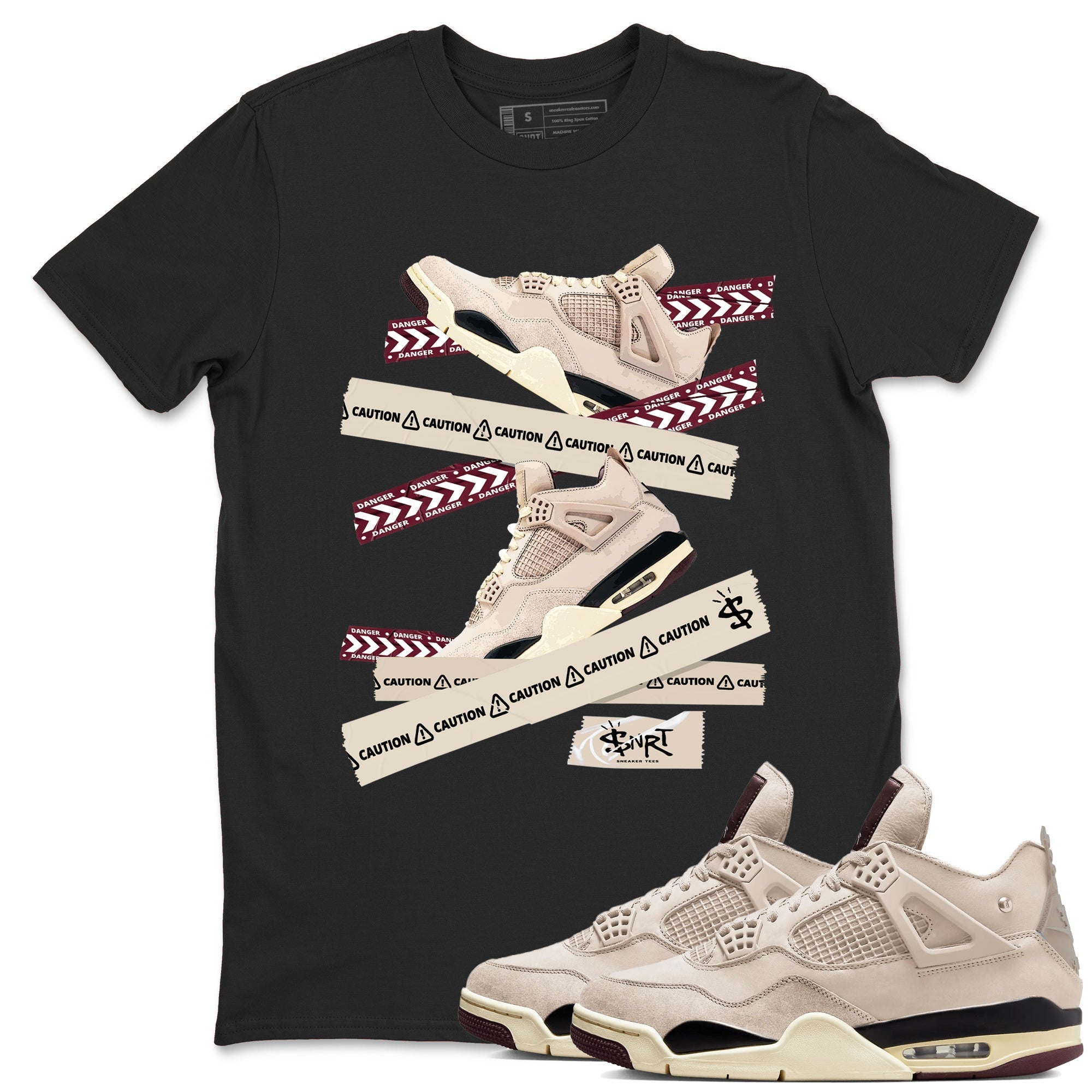 Caution Tape snkmatch Tees - Air Jordan 4 A Ma Maniere x Fossil Stone