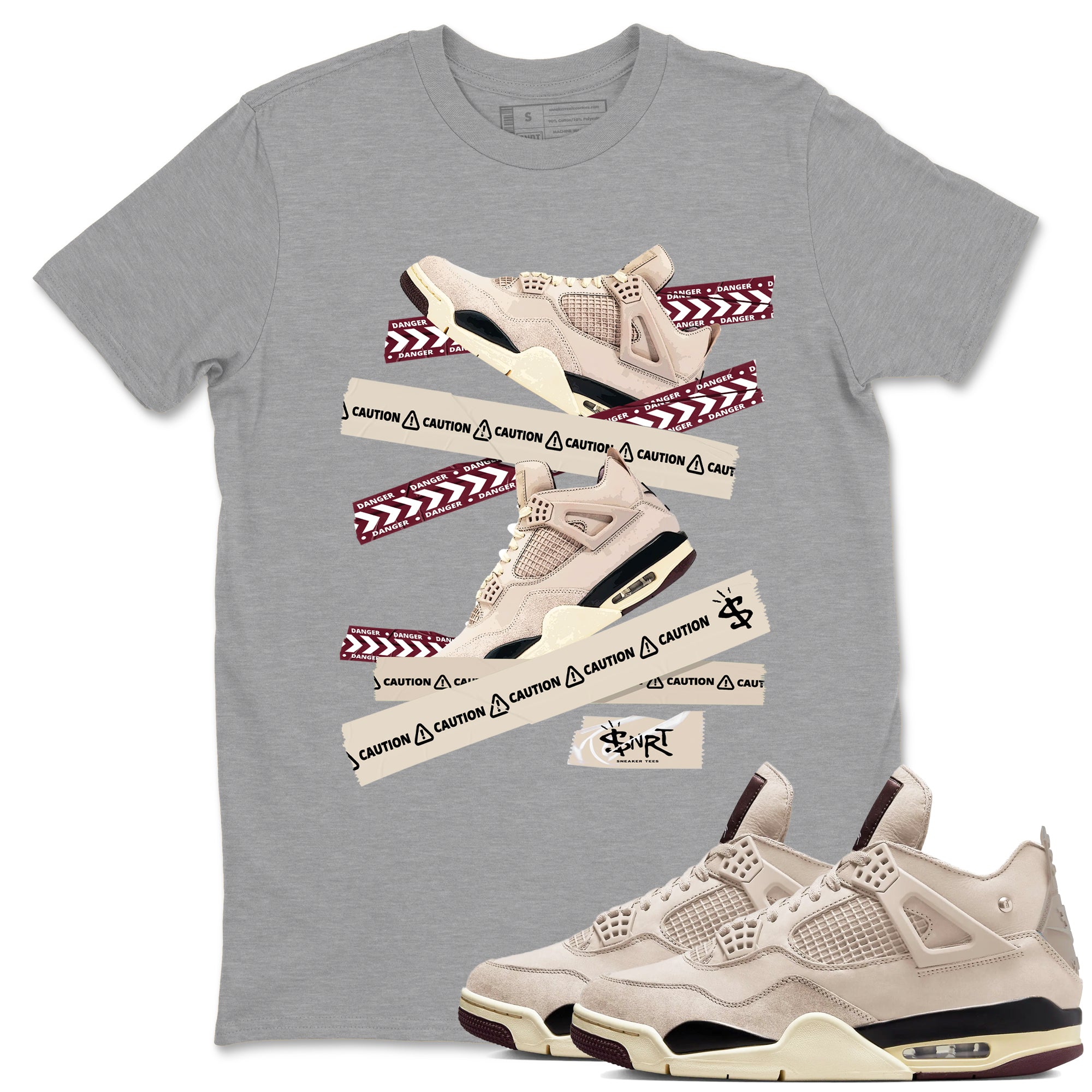Caution Tape snkmatch Tees - Air Jordan 4 A Ma Maniere x Fossil Stone