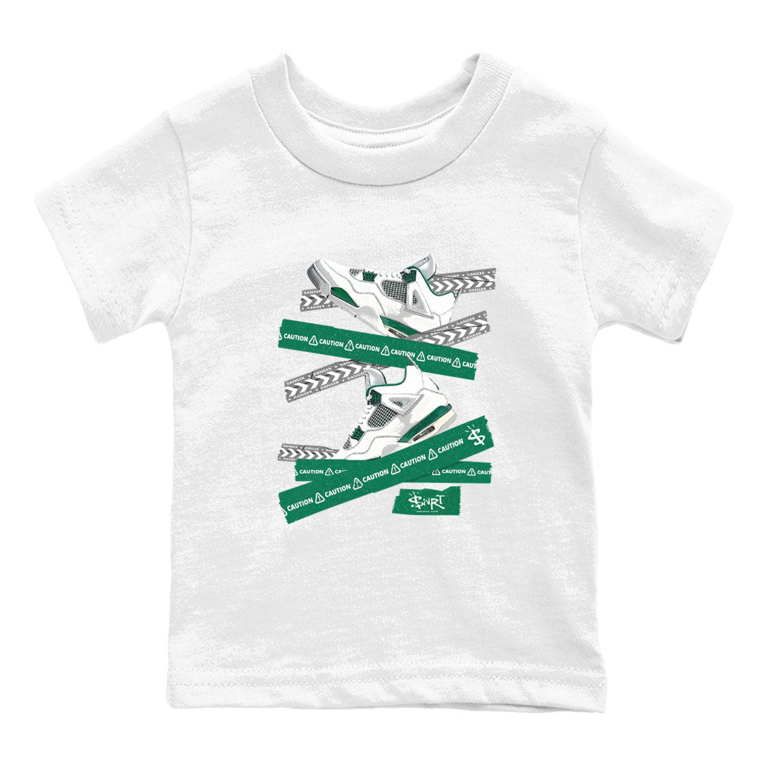 Caution Tape snkmatch Tees Kids - Air Jordan 4 Oxidized Green