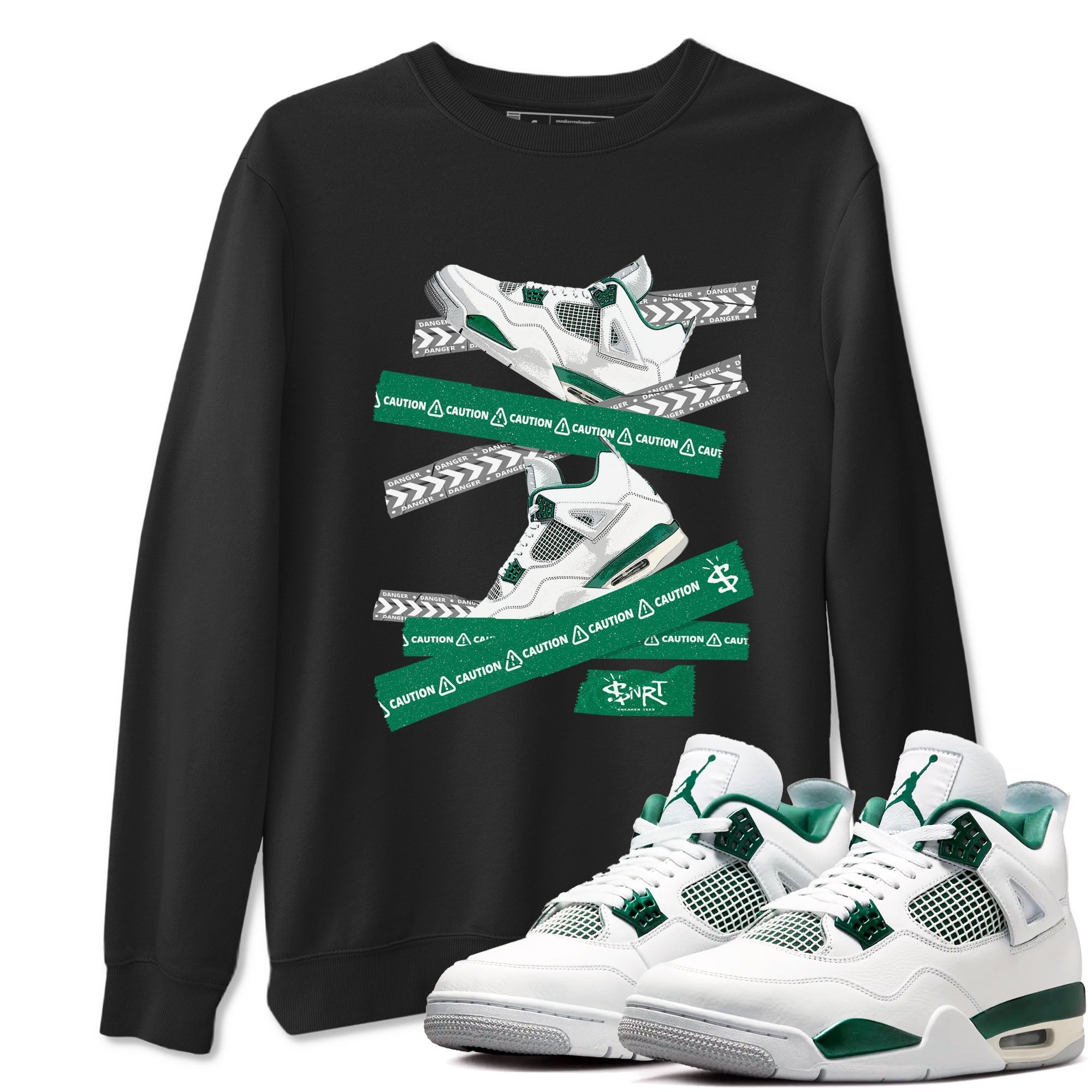 Caution Tape snkmatch Tees - Air Jordan 4 Oxidized Green