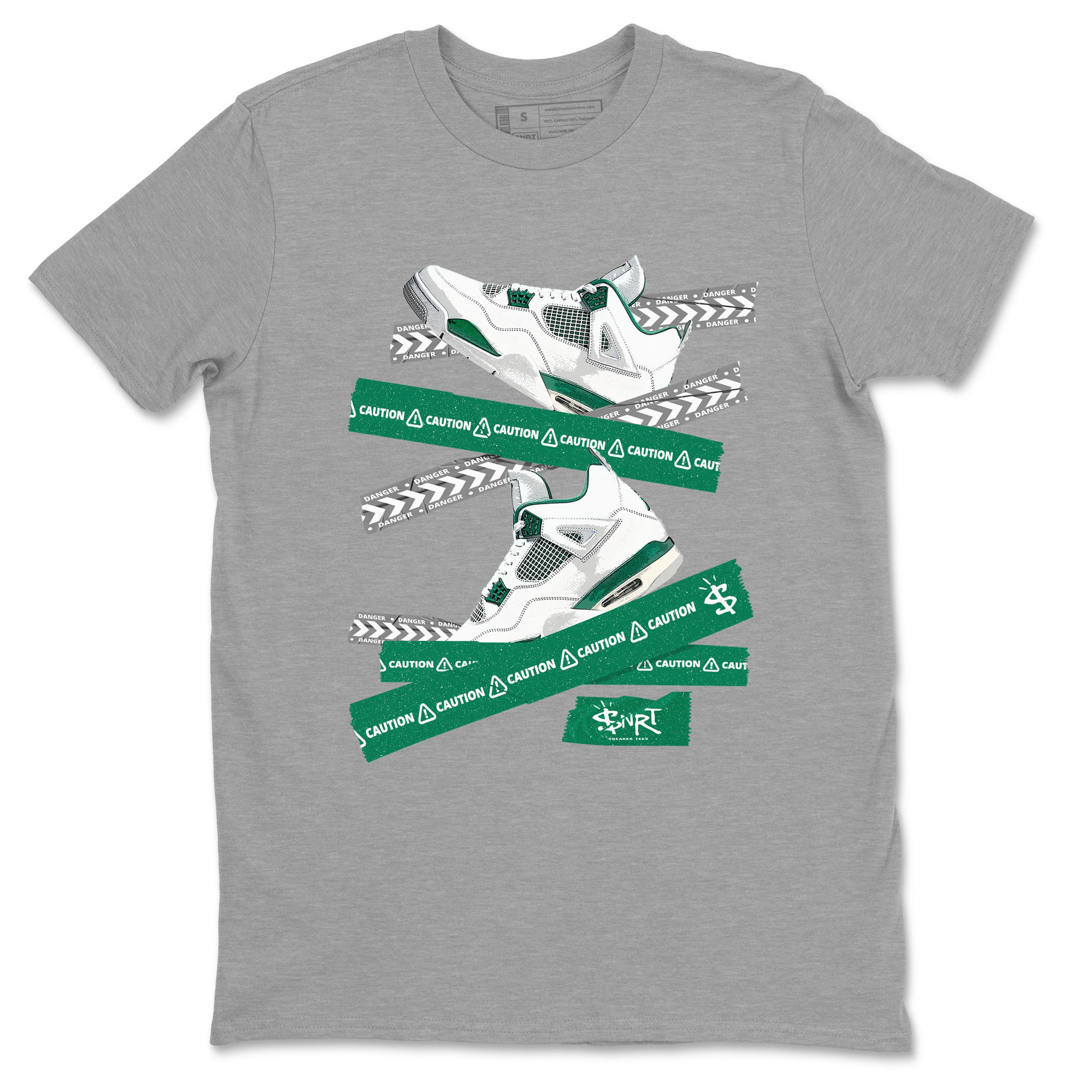 Caution Tape snkmatch Tees - Air Jordan 4 Oxidized Green