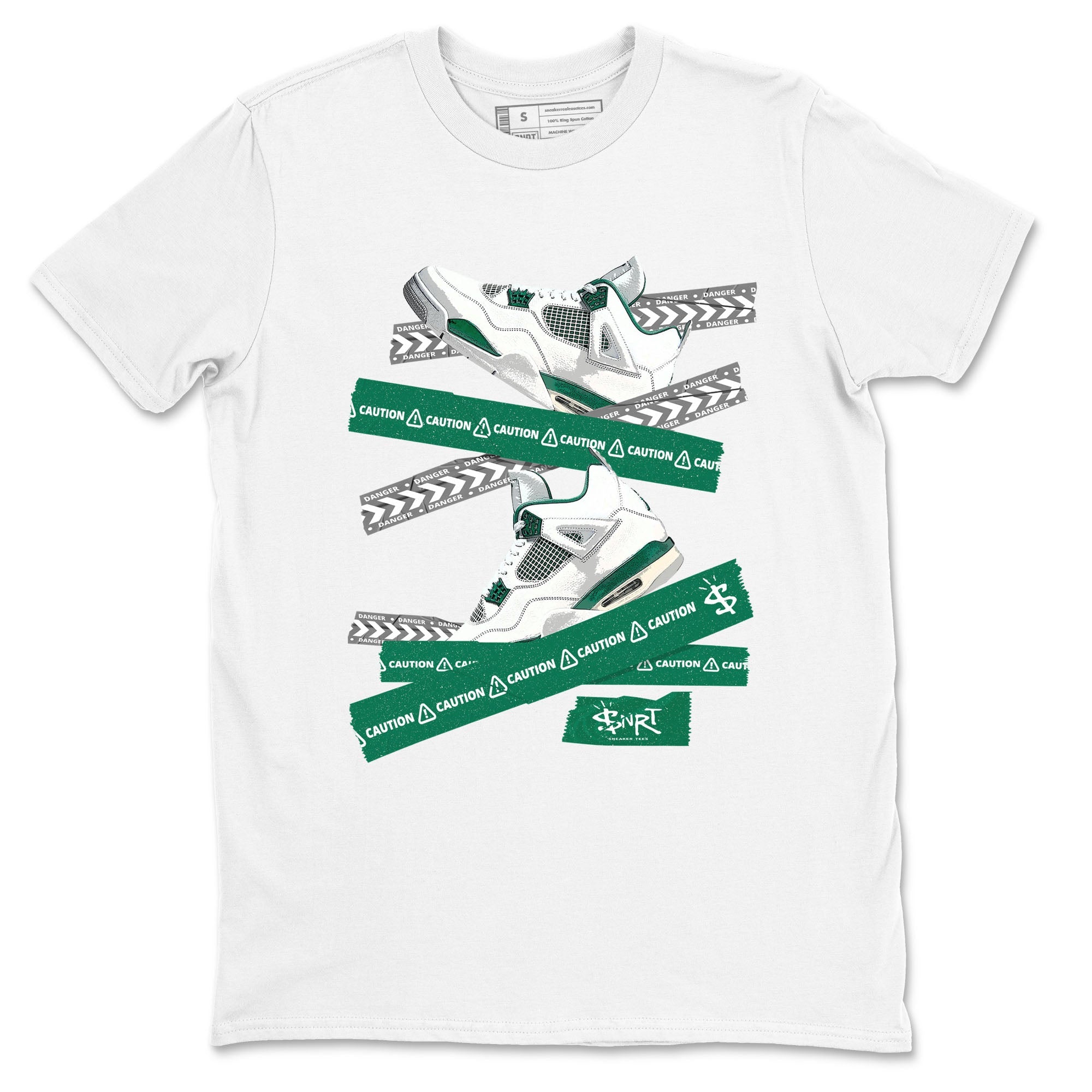 Caution Tape snkmatch Tees - Air Jordan 4 Oxidized Green