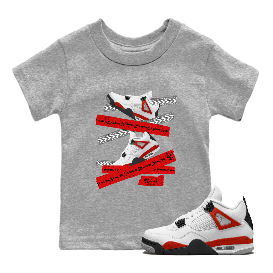 Caution Tape Kids Tops - Air Jordan 4 Red Cement