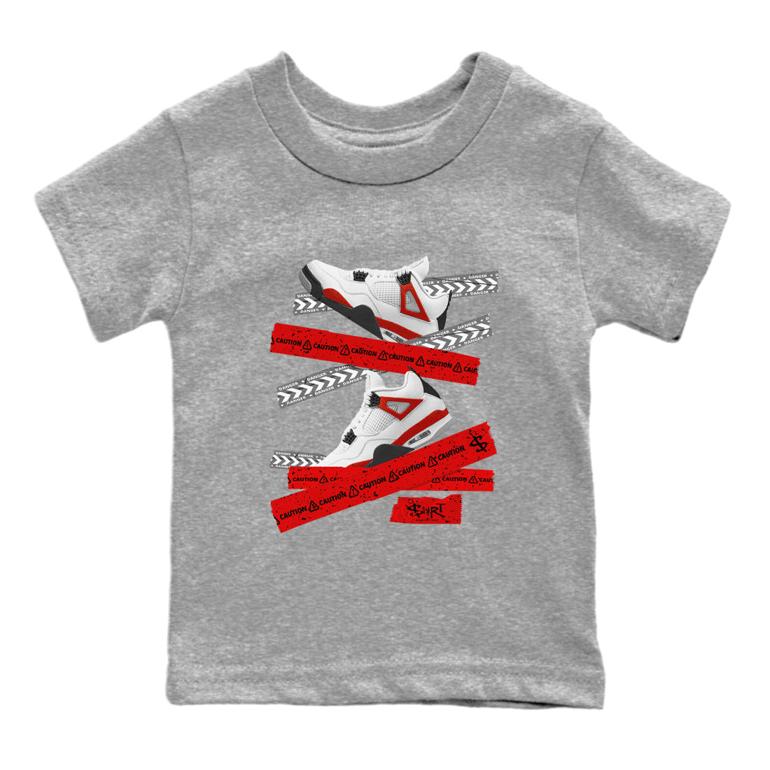 Caution Tape Kids Tops - Air Jordan 4 Red Cement