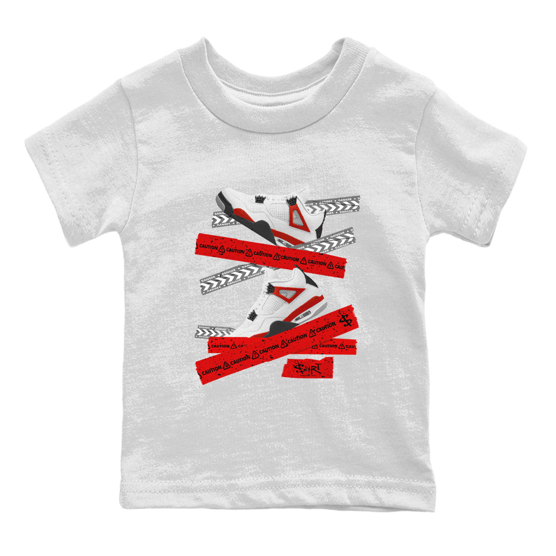 Caution Tape Kids Tops - Air Jordan 4 Red Cement