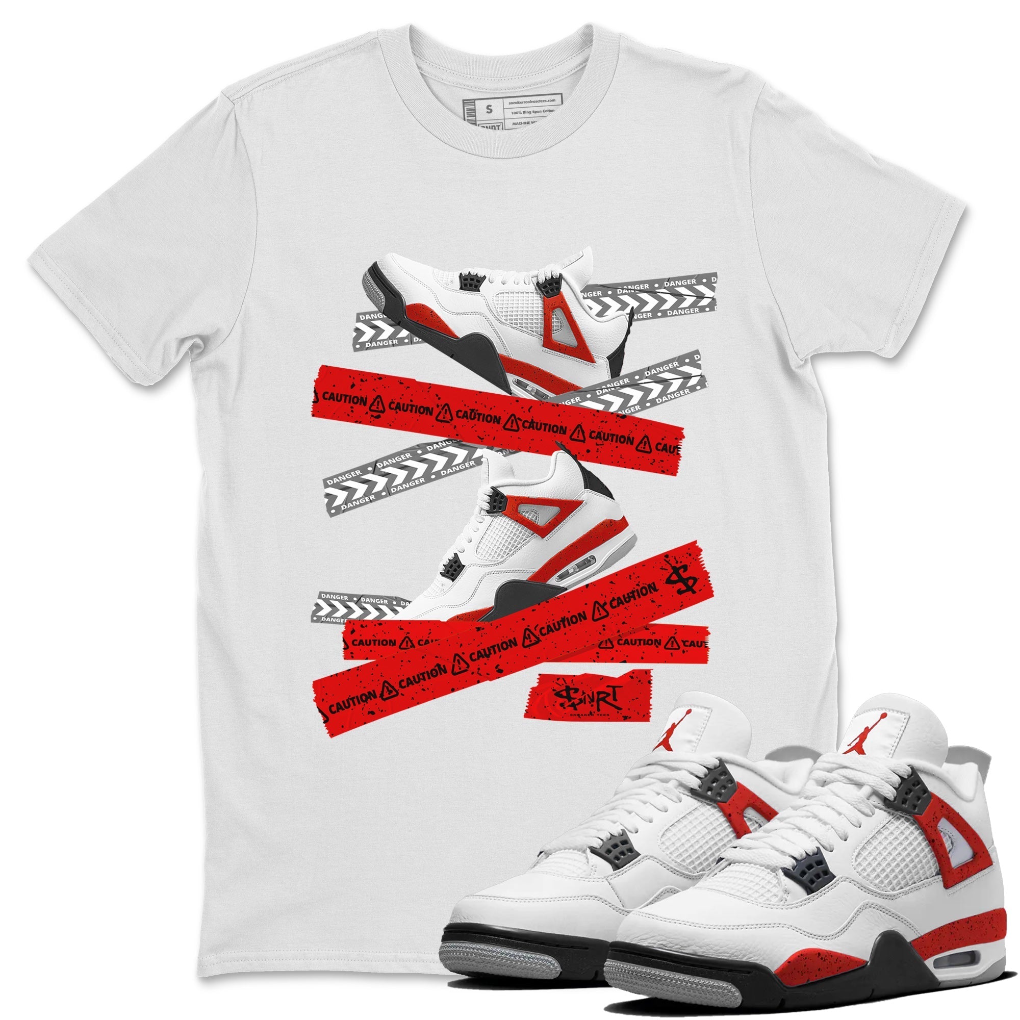 Caution Tape Unisex Tops - Air Jordan 4 Red Cement
