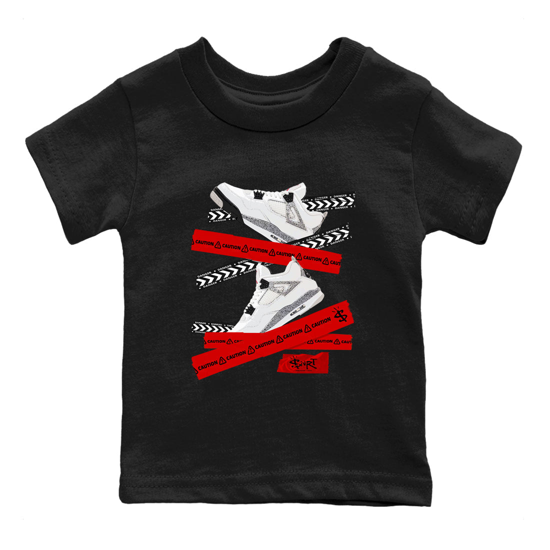 Caution Tape snkmatch Tees Kids - Air Jordan 4 White Cement