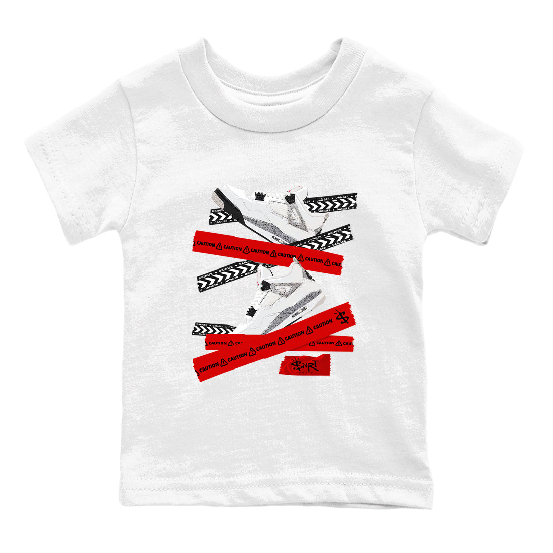 Caution Tape snkmatch Tees Kids - Air Jordan 4 White Cement