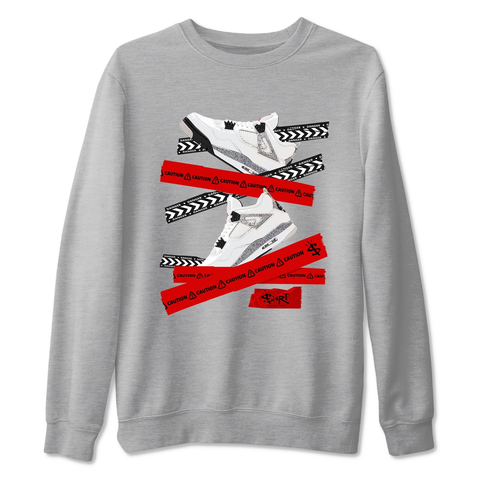 Caution Tape snkmatch Tees - Air Jordan 4 White Cement