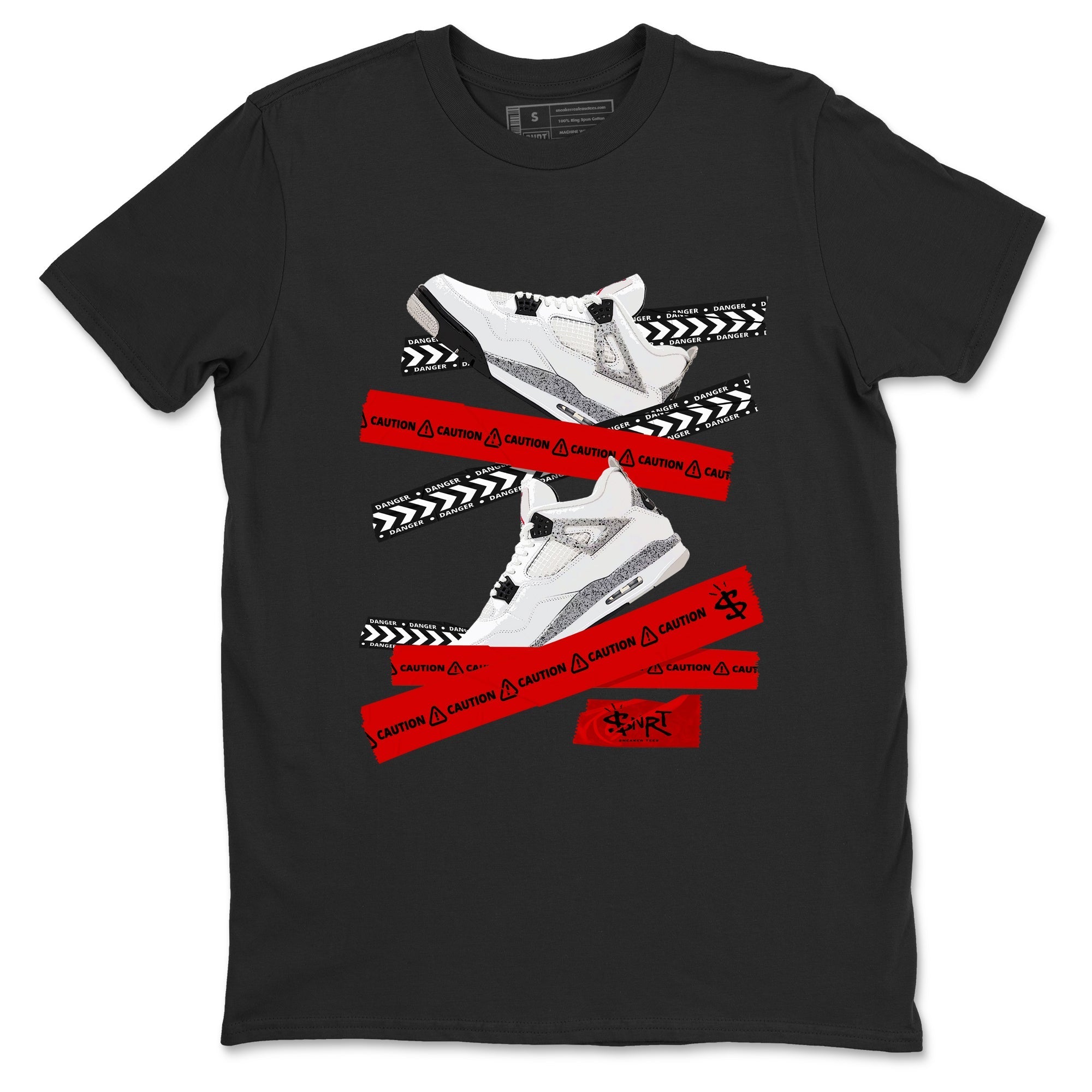 Caution Tape snkmatch Tees - Air Jordan 4 White Cement