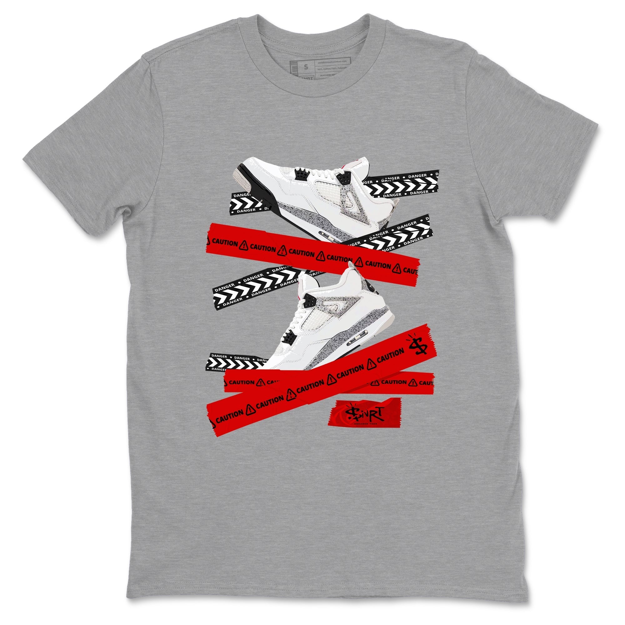 Caution Tape snkmatch Tees - Air Jordan 4 White Cement