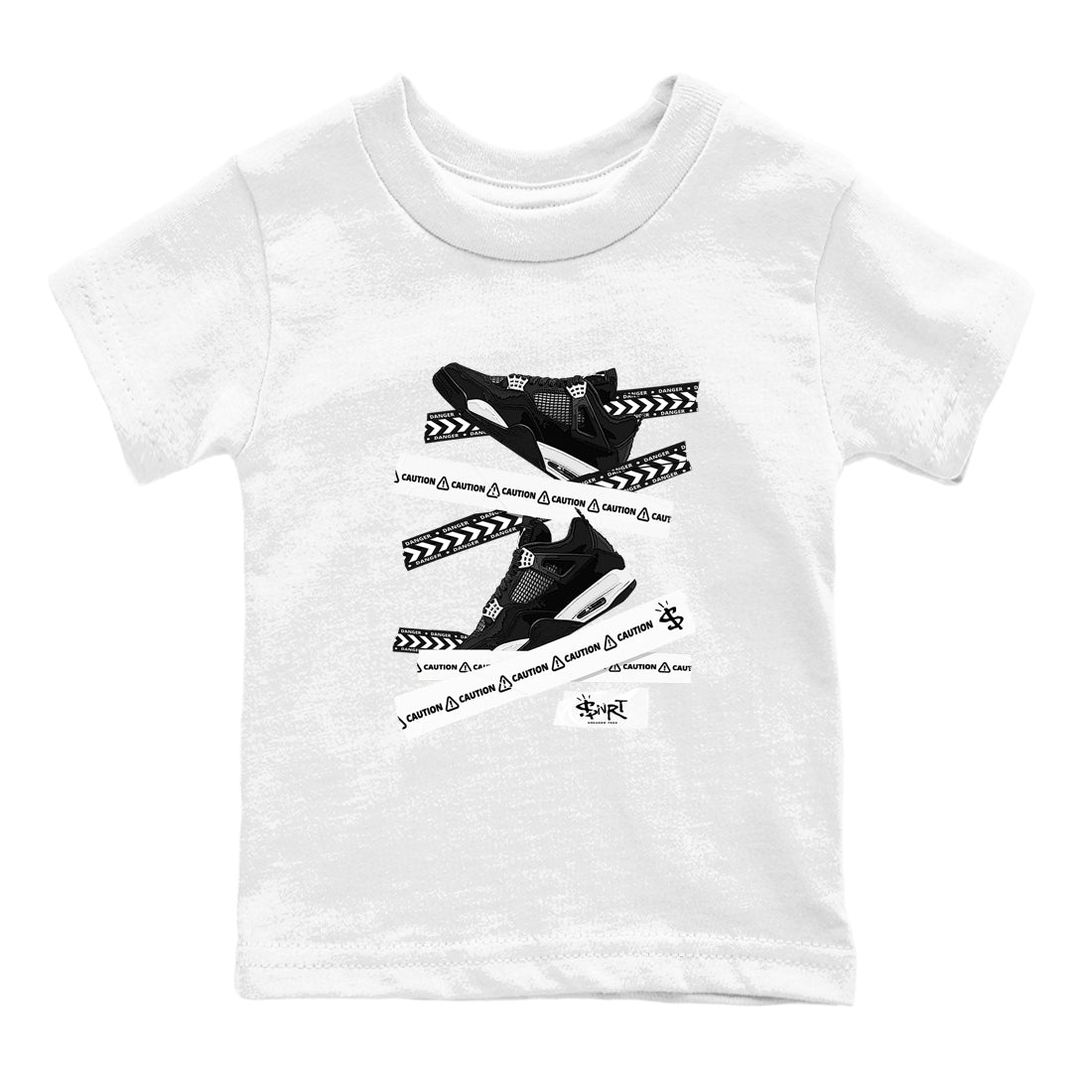 Caution Tape snkmatch Tees Kids - Air Jordan 4 White Thunder