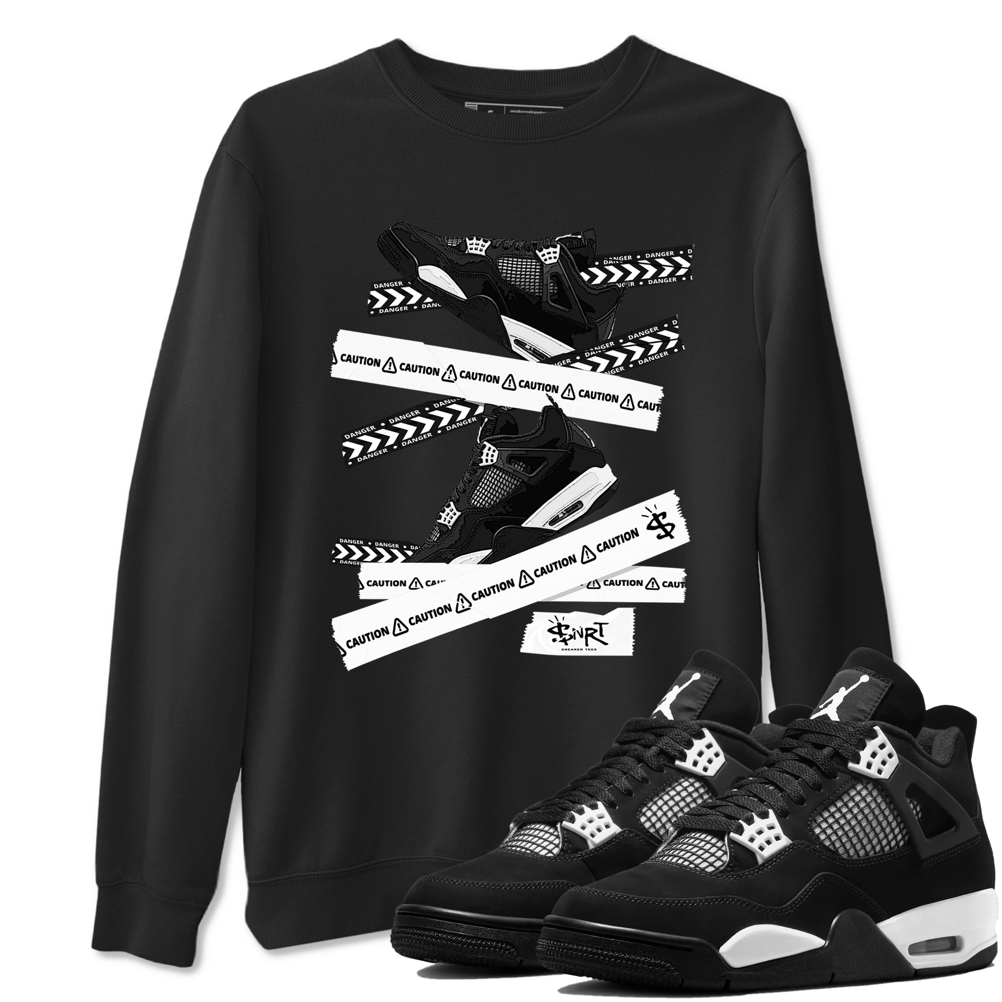 Caution Tape snkmatch Tees - Air Jordan 4 White Thunder