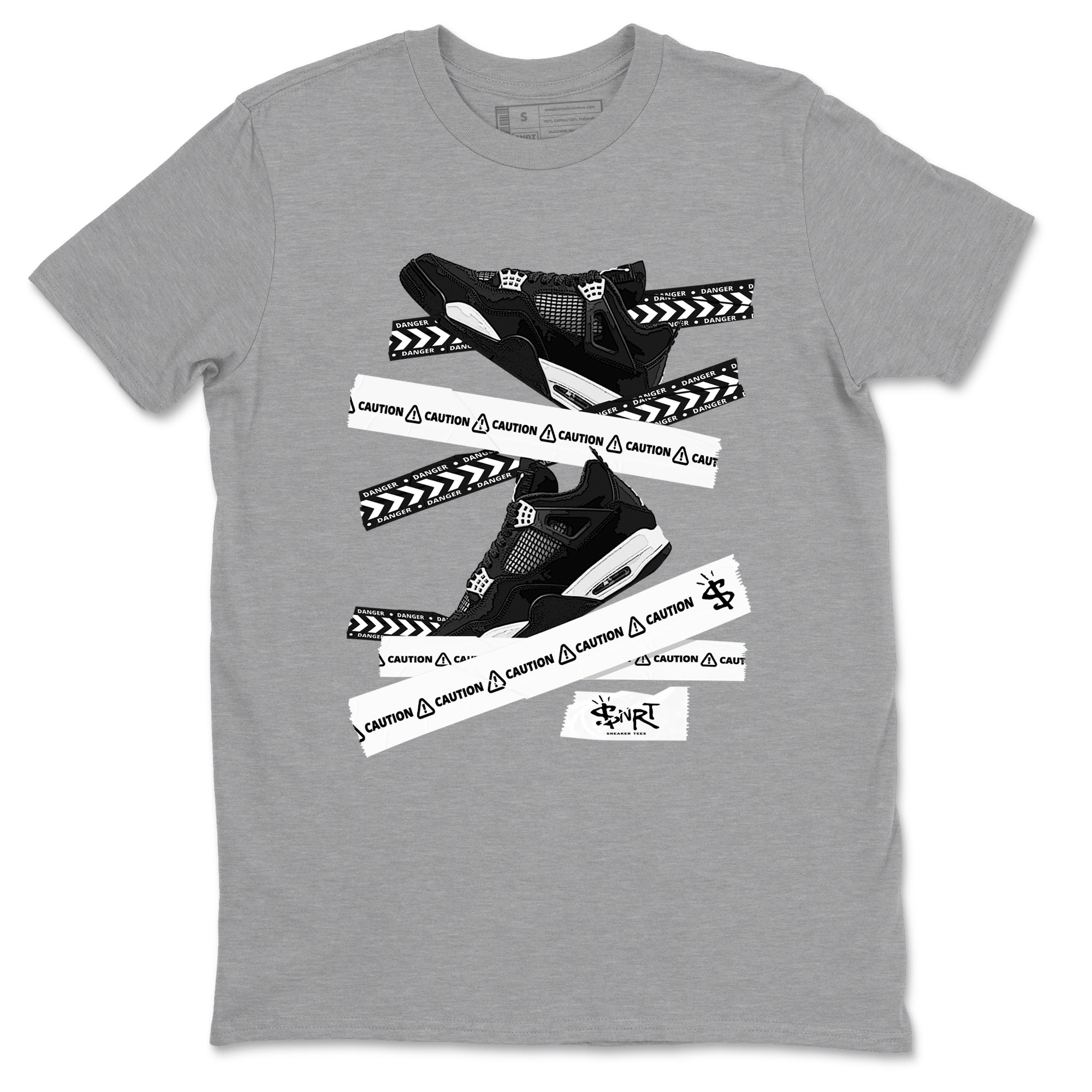 Caution Tape snkmatch Tees - Air Jordan 4 White Thunder