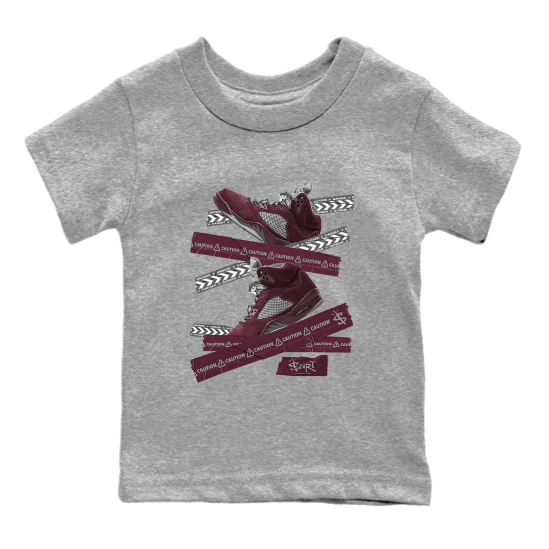 Caution Tape Kids Tops - Air Jordan 5 Burgundy