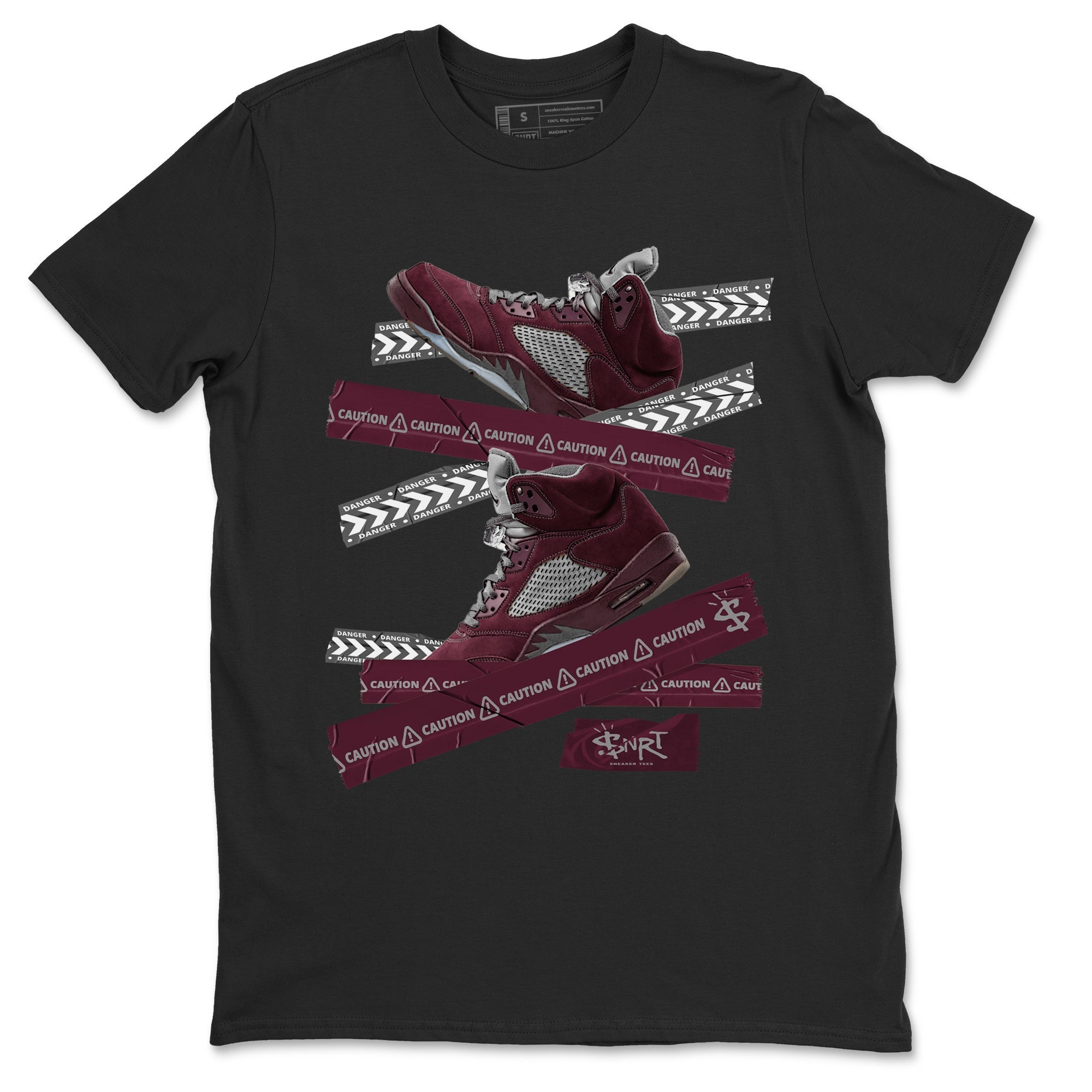 Caution Tape Unisex Tops - Air Jordan 5 Burgundy
