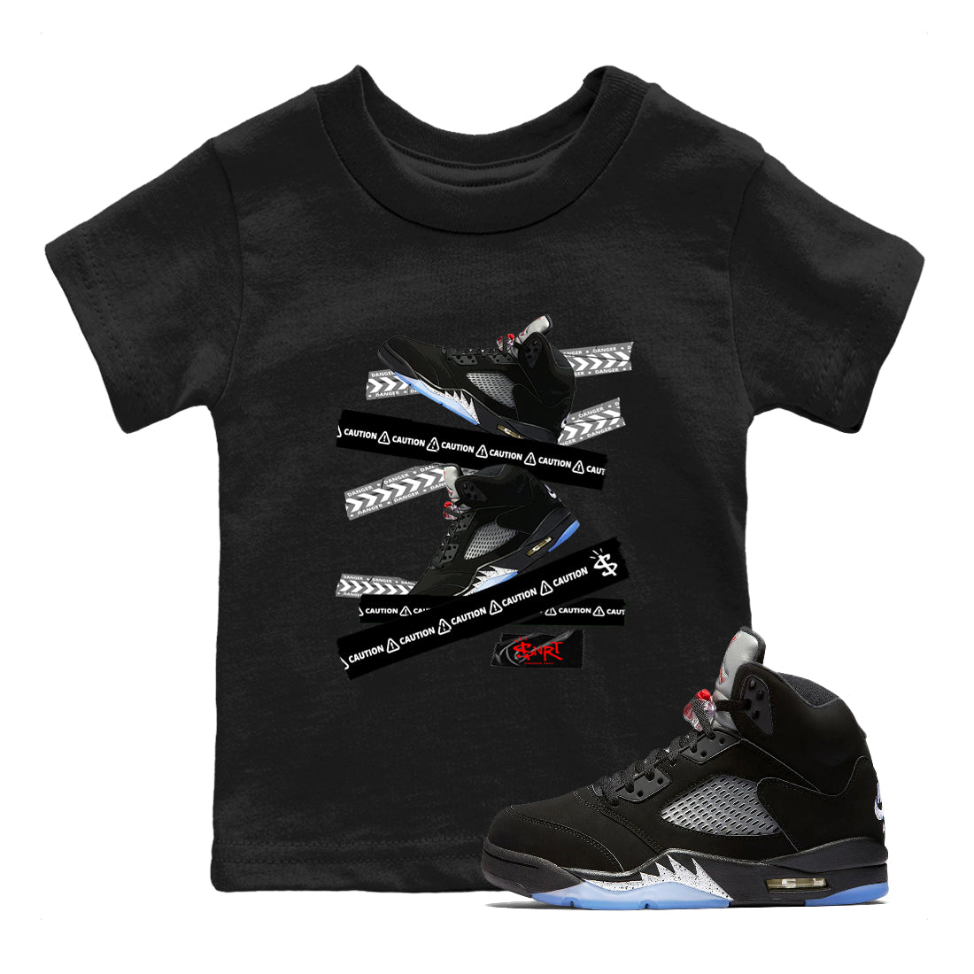 Caution Tape snkmatch Tees Kids - Air Jordan 5 Reimagined