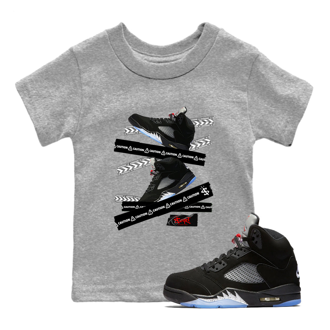 Caution Tape snkmatch Tees Kids - Air Jordan 5 Reimagined