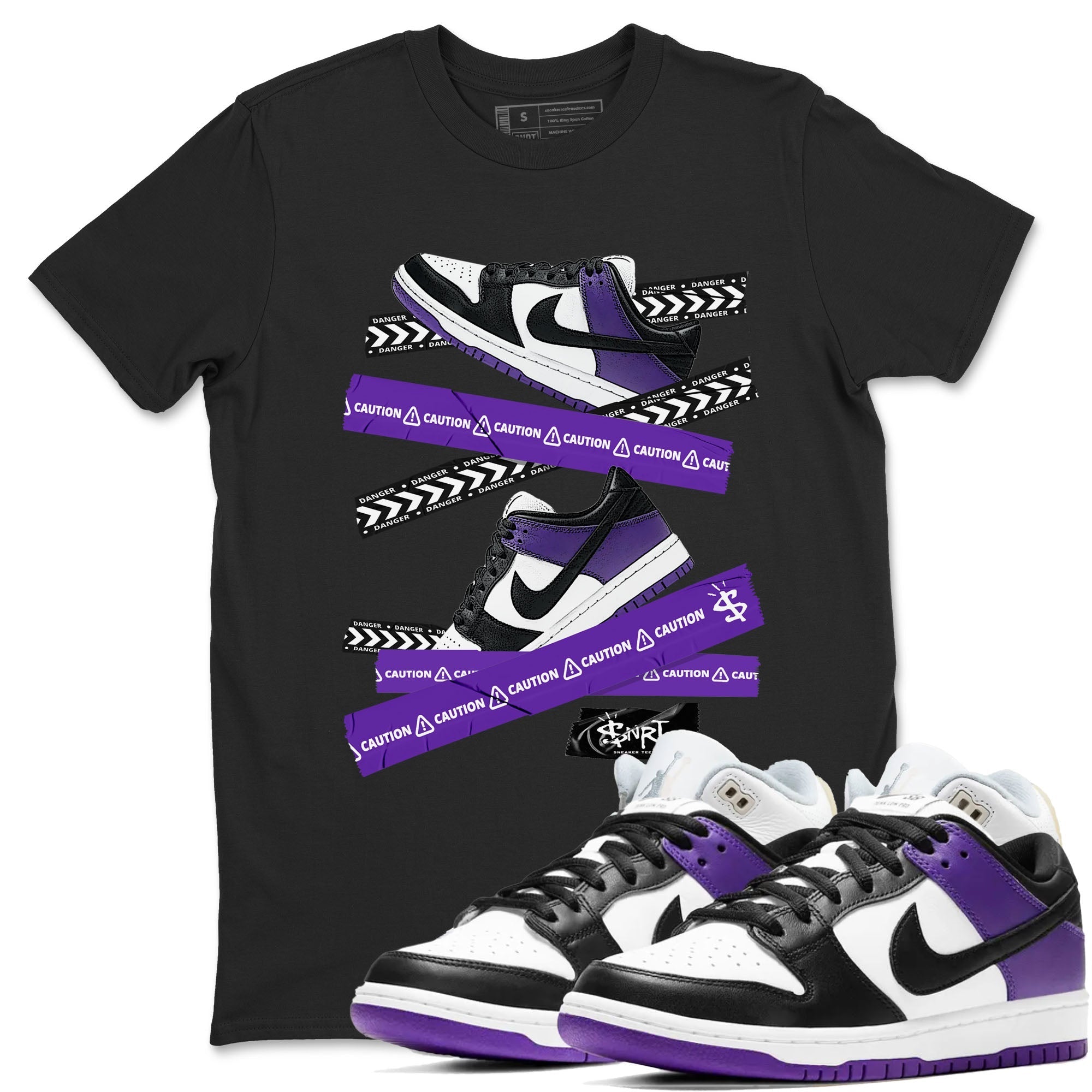 Caution Tape snkmatch Tees - Dunk Low Court Purple
