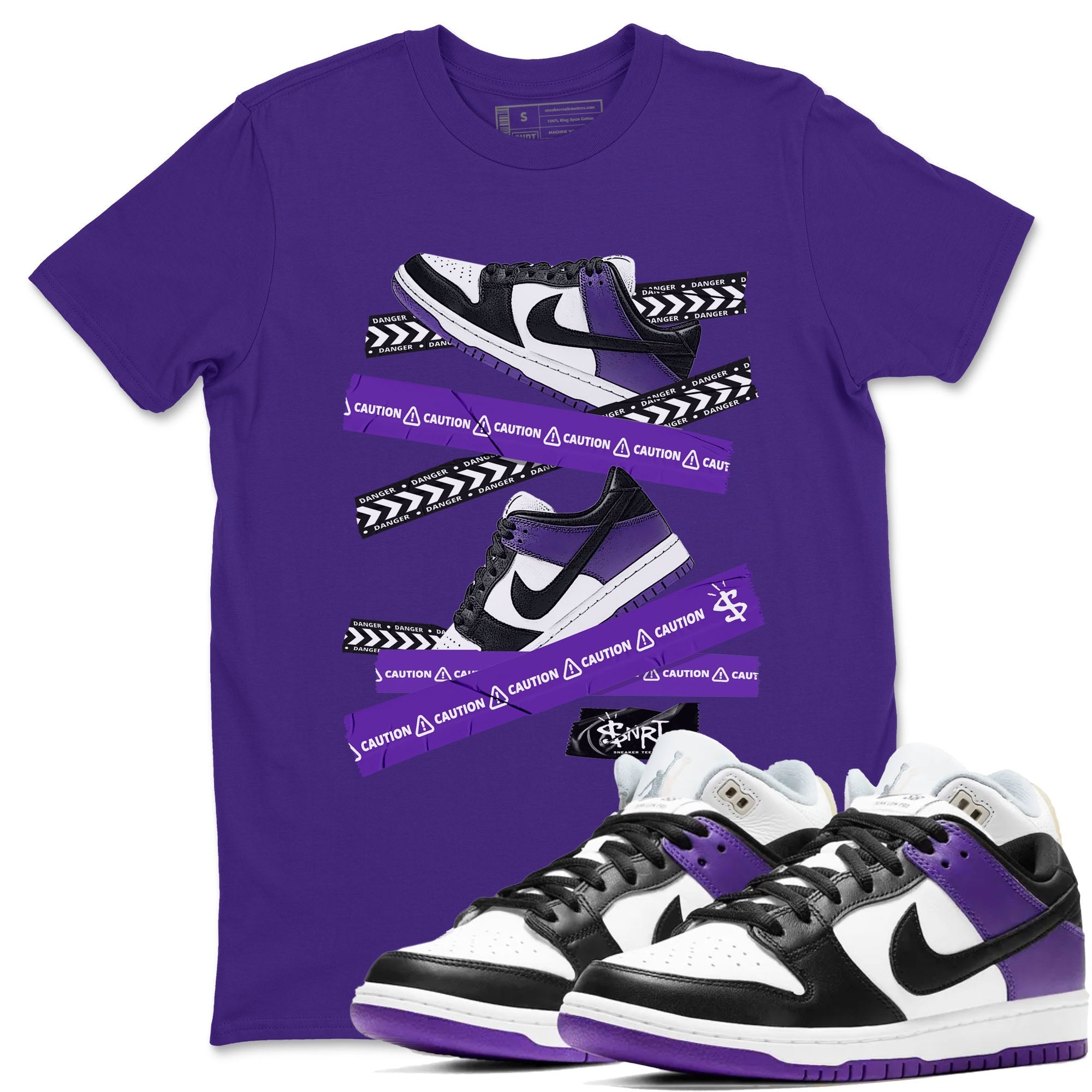 Caution Tape snkmatch Tees - Dunk Low Court Purple
