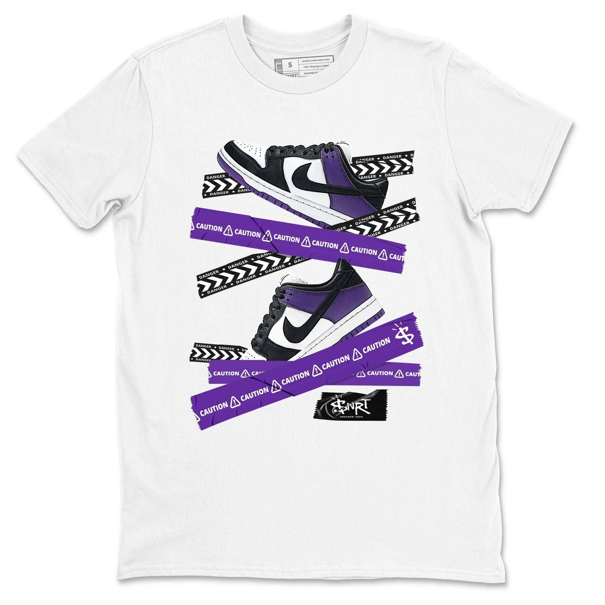 Caution Tape snkmatch Tees - Dunk Low Court Purple